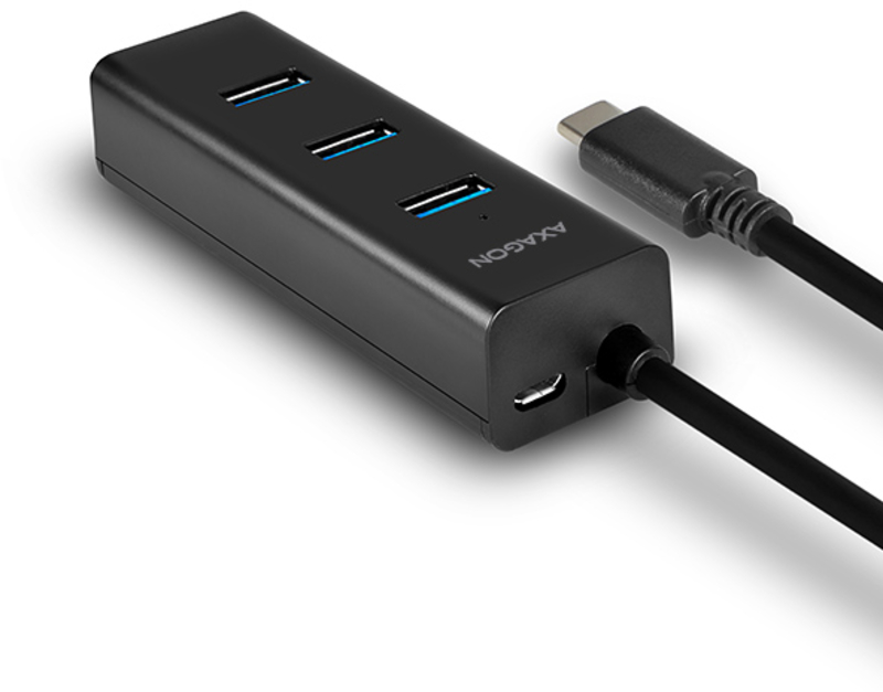 AXAGON - HUB de cargamento AXAGON HUE-S2C 4x USB3.0, MicroUSB Charging Connector, Type-C