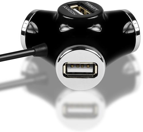 AXAGON - HUB USB AXAGON HUE-X3B 4x USB2.0 TRINITY Negro