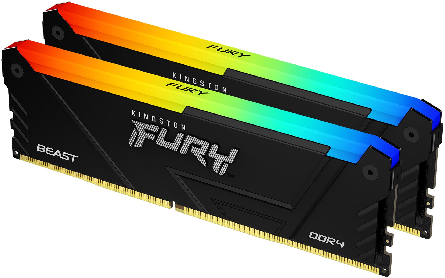 Kingston - Kingston Kit 32GB (2 x 16GB) DDR4 3200MHz FURY Beast RGB Negro 1Rx8 CL16