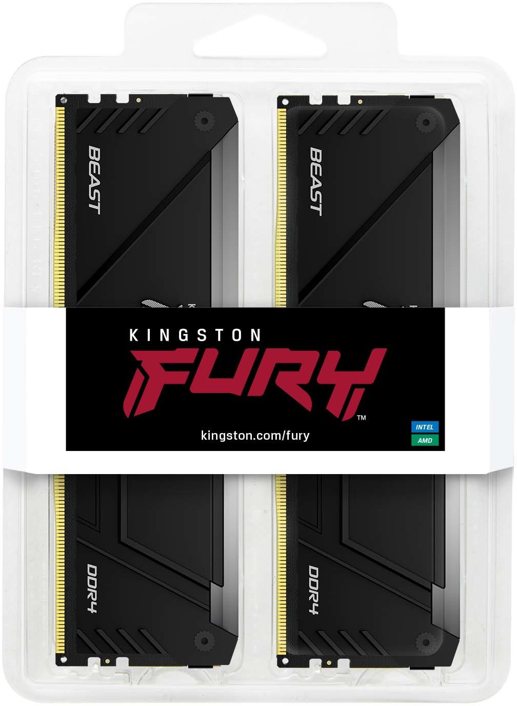 Kingston - Kingston Kit 32GB (2 x 16GB) DDR4 3200MHz FURY Beast RGB Negro 1Rx8 CL16