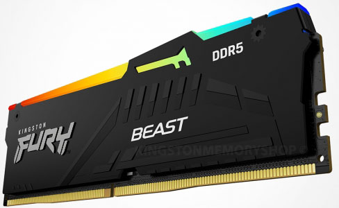 Kingston - Kingston 16GB DDR5 4800MHz FURY Beast RGB 1R CL38