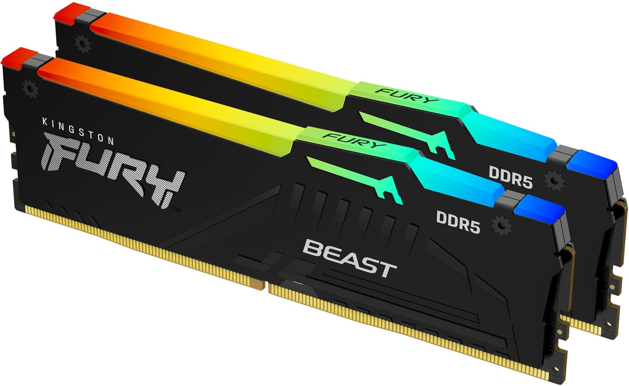 Kingston - Kingston Kit 32GB (2 x 16GB) DDR5 6000MHz FURY Beast RGB EXPO Negro CL30