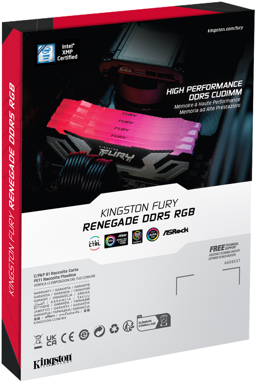 Kingston - Kingston Kit 48GB (2 x 24GB) DDR5 CU-DIMM 8400MHz FURY Renegade RGB Silver CL40