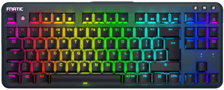 Fnatic miniSTREAK TKL Gaming Tastatur, Kailh Speed Silver, RGB, schwarz - Nordic Layout