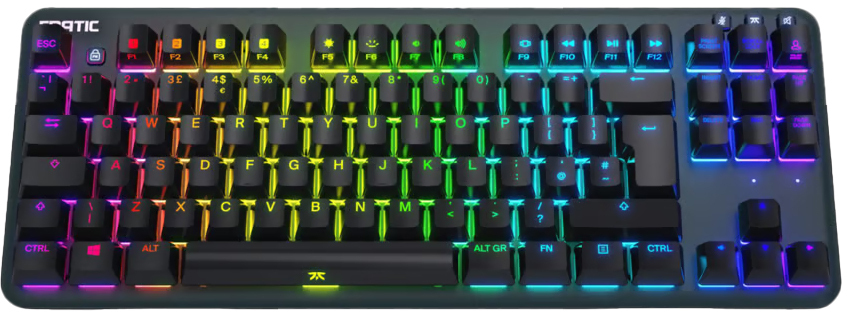 Fnatic - Fnatic miniSTREAK TKL Gaming Tastatur, Kailh Speed Silver, RGB, schwarz - Nordic Layout