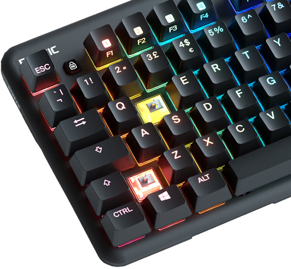 Fnatic - Fnatic miniSTREAK TKL Gaming Tastatur, Kailh Speed Silver, RGB, schwarz - Nordic Layout