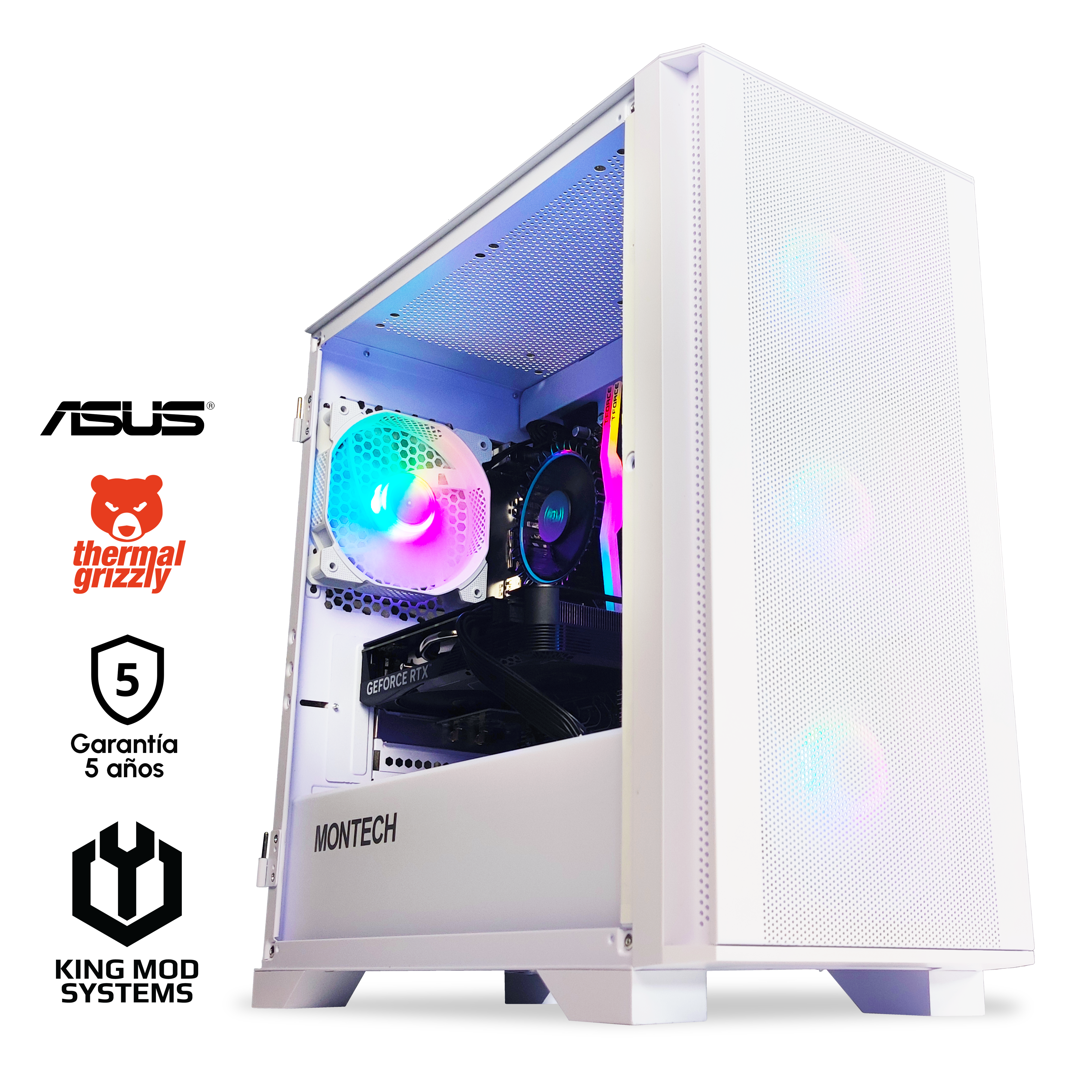 King Mod Systems - Ordenador King Mod Gamer-PC Powered by ASUS i5 12400F 16GB DDR4 1TB RTX 4060 WiFi W11