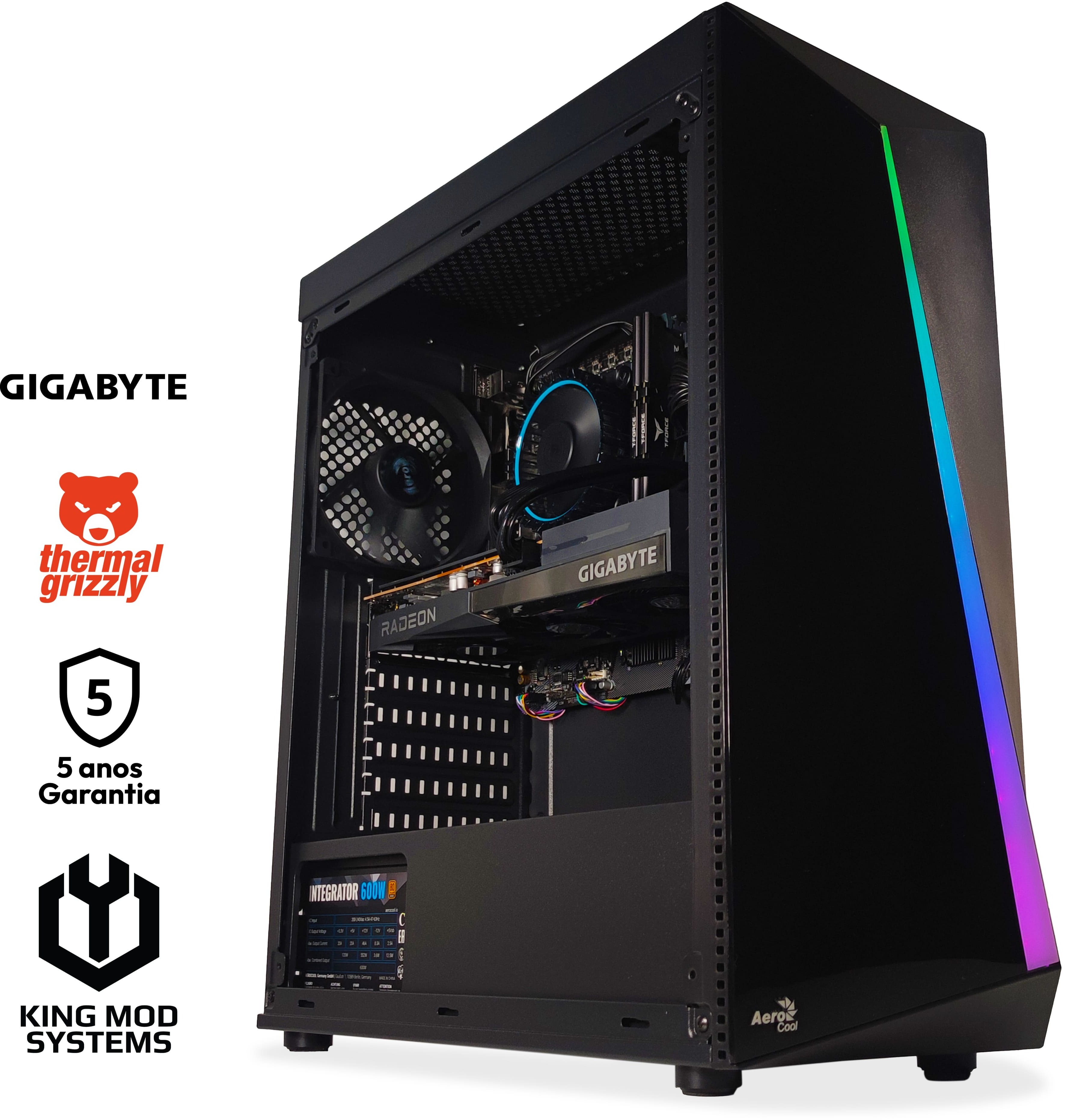 Ordenador King Mod Gamer-PC Powered by Gigabyte Intel i3 12100F 16GB DDR4 500GB RX 6600 WiFi W11