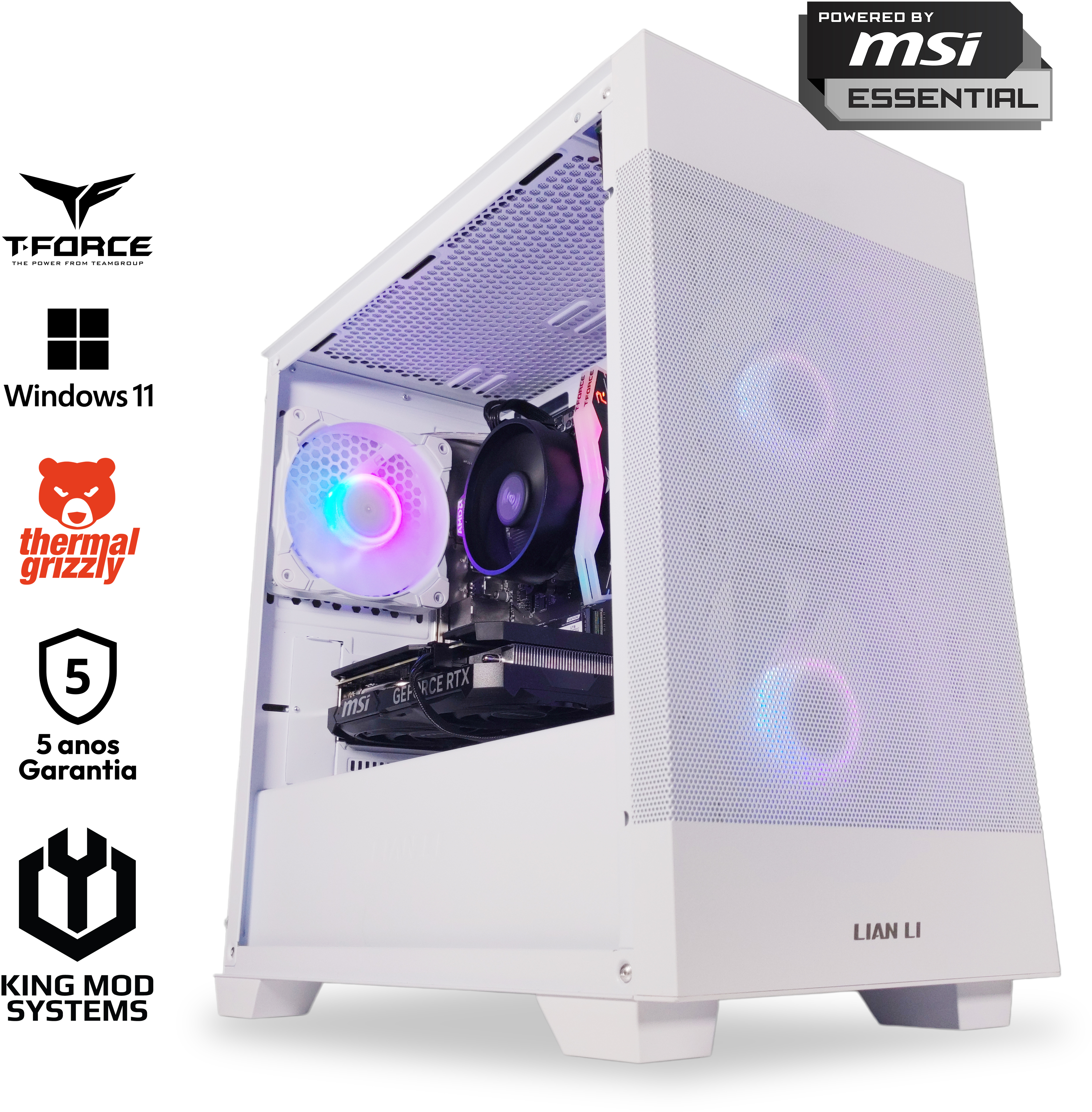 King Mod Systems - Ordenador King Mod Gamer-PC Ryzen 5 7500F 32GB DDR5 1TB RTX 4060 Ti W11