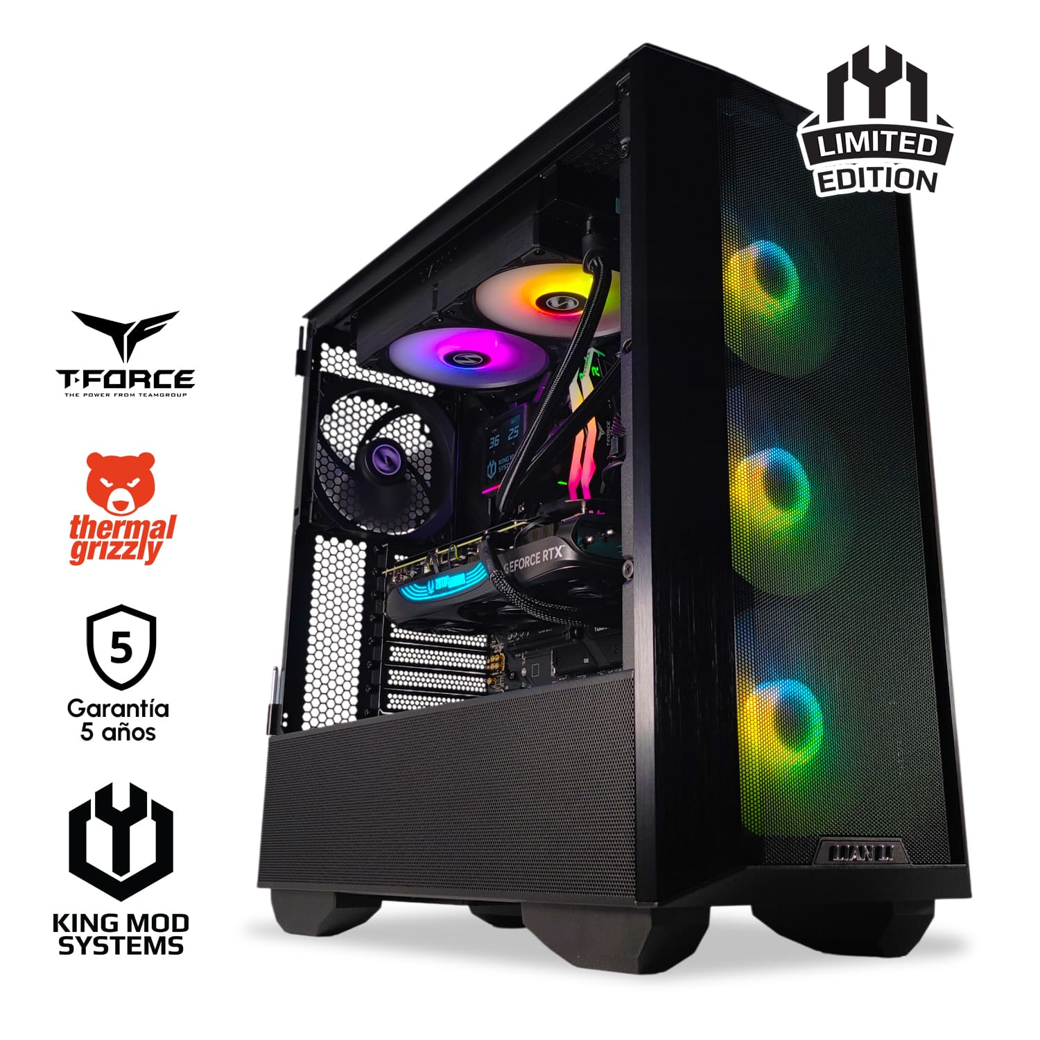 King Mod Systems - Ordenador King Mod Limited-PC Ryzen 7 9700X 32GB DDR5 1TB RTX 4070 Ti SUPER WiFi W11