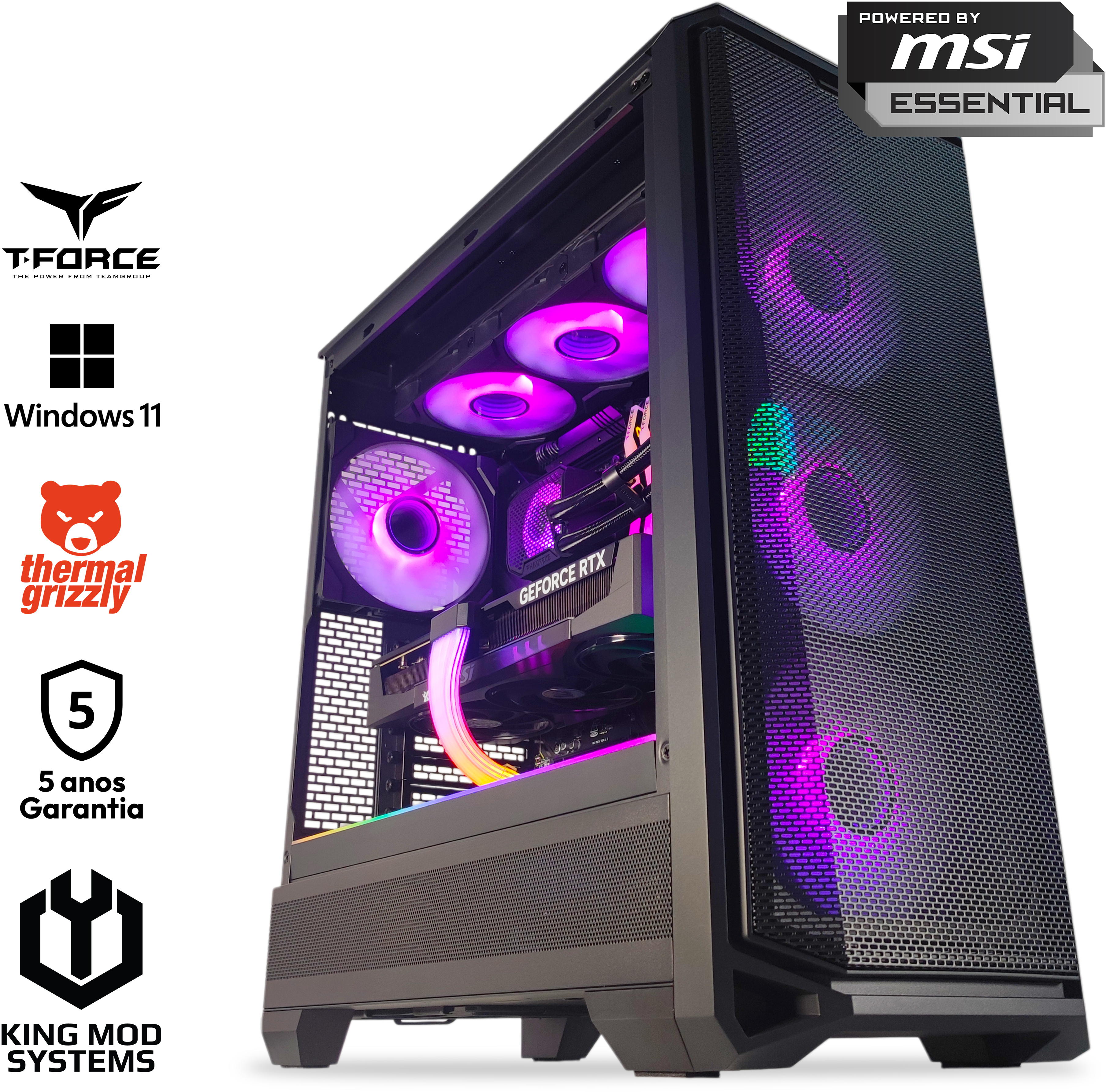 King Mod Systems - Ordenador King Mod Gamer-PC Ryzen 7 9700X 32GB DDR5 1TB RTX 5070 WiFi W11
