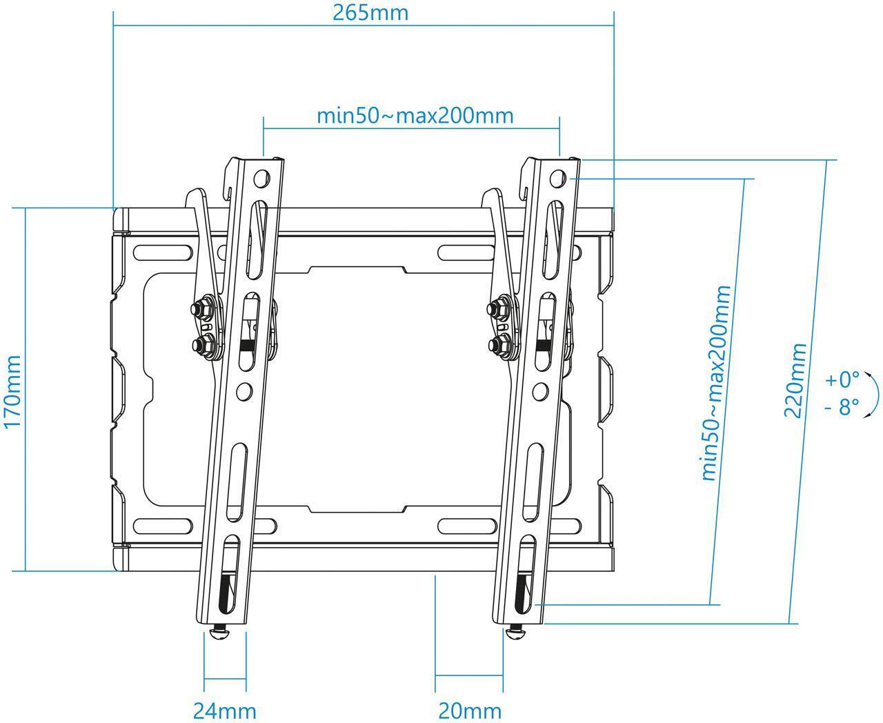 Tooq - ** B Grade ** Soporte de Pared Tooq Tilt 23" a 43" Max. 45Kg Negro