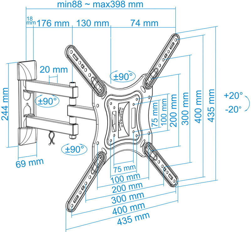 Tooq - Soporte de Pared Tooq 23" a 55" Max. 30kg Negro