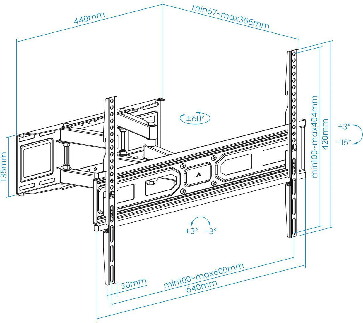 Tooq - ** B Grade ** Soporte de Pared Tooq Tilt 6 Pivots 32" a 80" Max. 40kg Negro