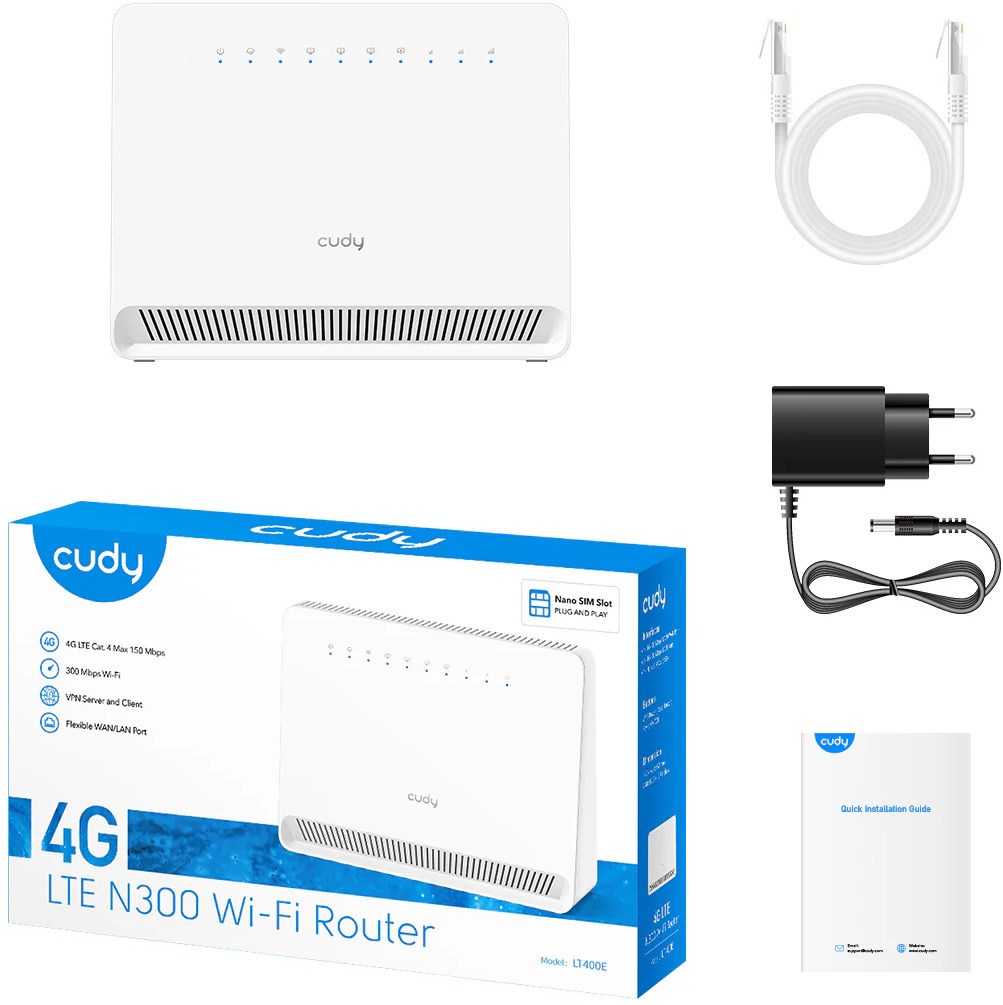 Cudy - Router Cudy LT400E N300 WiFi 4 4G LTE 10/100Mbps