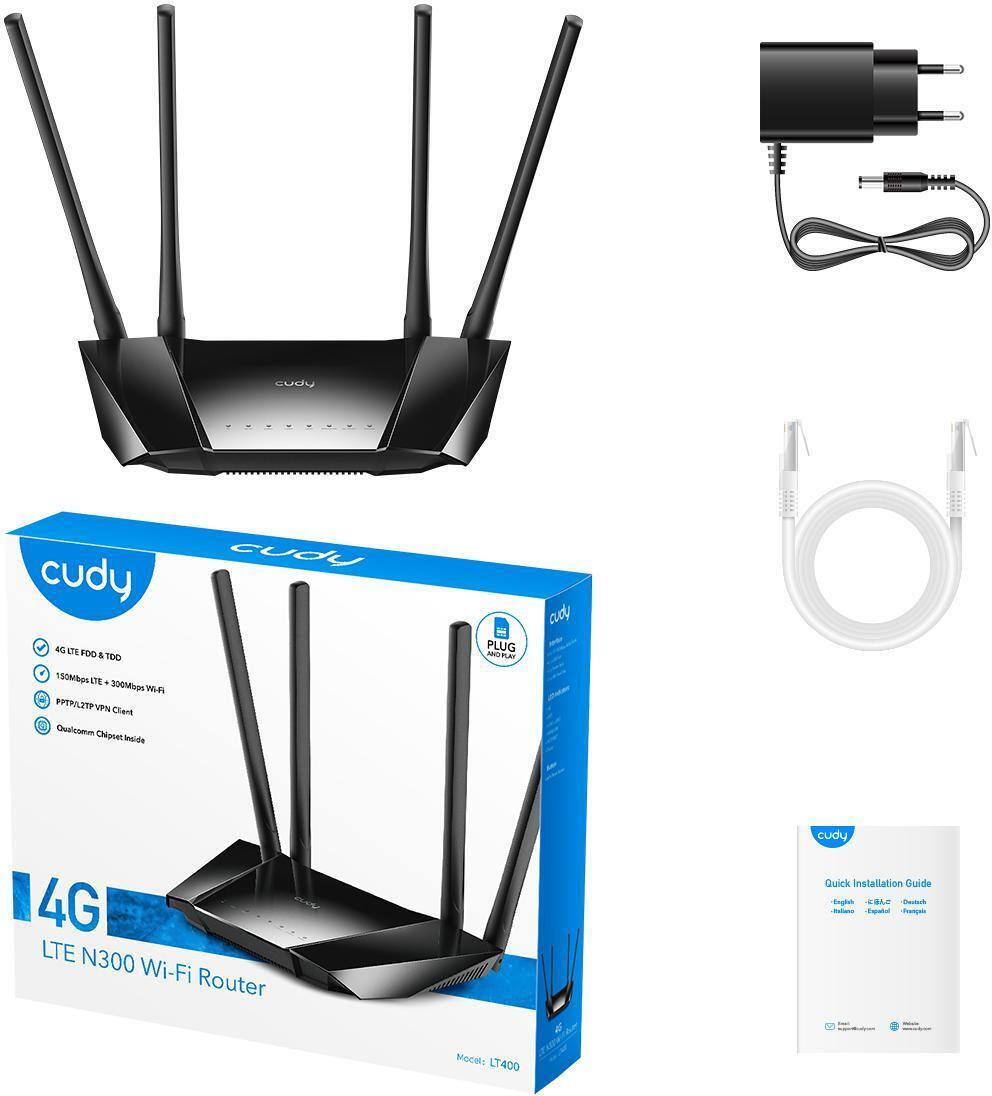 Cudy - Router Cudy LT400 N300 WiFi 4 4G LTE 10/100Mbps