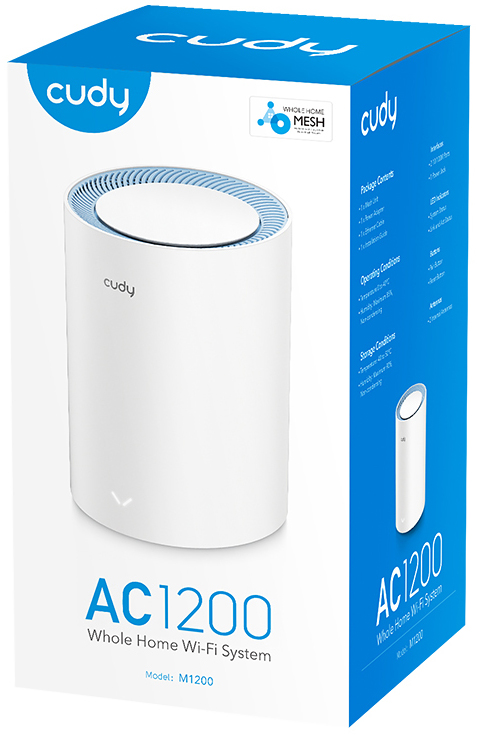 Cudy - Sistemas WiFi Mesh Cudy M1200 AC1200 Dual-Band WiFi 5 Mesh 10/100Mbps (Pack 1)