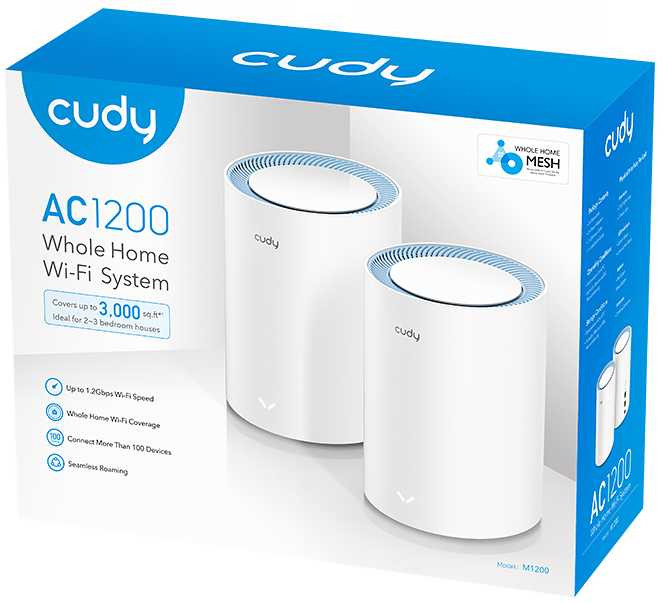 Cudy - Sistemas WiFi Mesh Cudy M1200 AC1200 Dual-Band WiFi 5 Mesh 10/100Mbps (Pack 2)