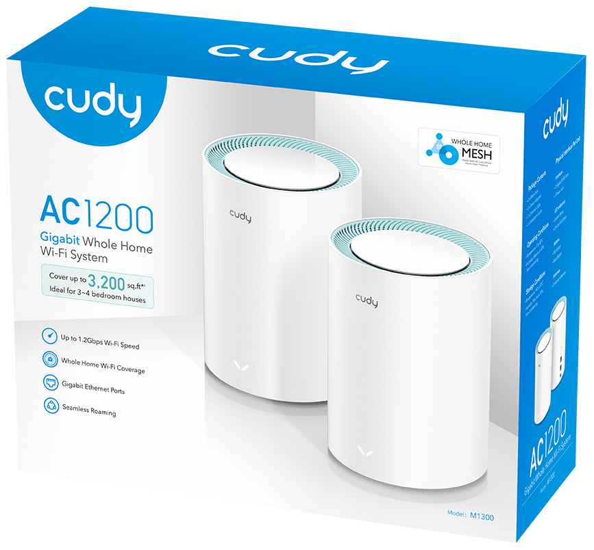 Cudy - Sistemas WiFi Mesh Cudy M1300 AC1200 Dual-Band WiFi 5 Mesh Gigabit (Pack 2)