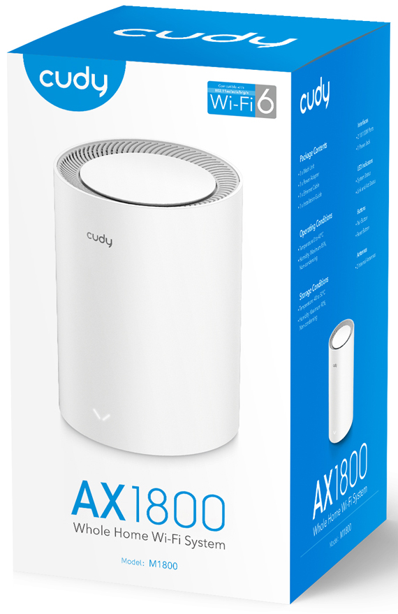 Cudy - Sistemas WiFi Mesh Cudy M1800 AX1800 Dual-Band WiFi 6 Mesh Gigabit (Pack 1)