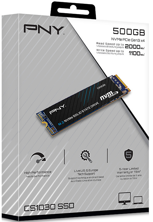PNY - SSD PNY CS1030 500GB M.2 NVMe (2000/1100MB/s)