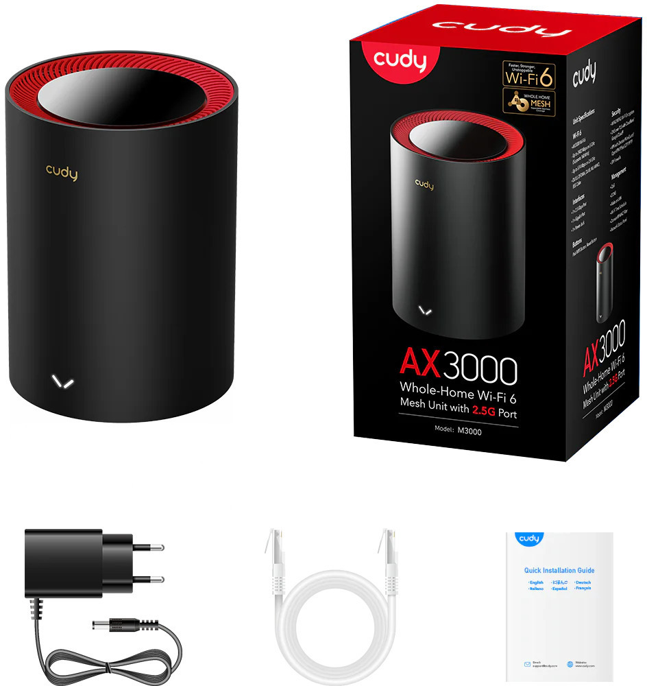 Cudy - Sistemas WiFi Mesh Cudy M3000 AX3000 Wi-Fi 6 Mesh  2.5G (Pack 1)