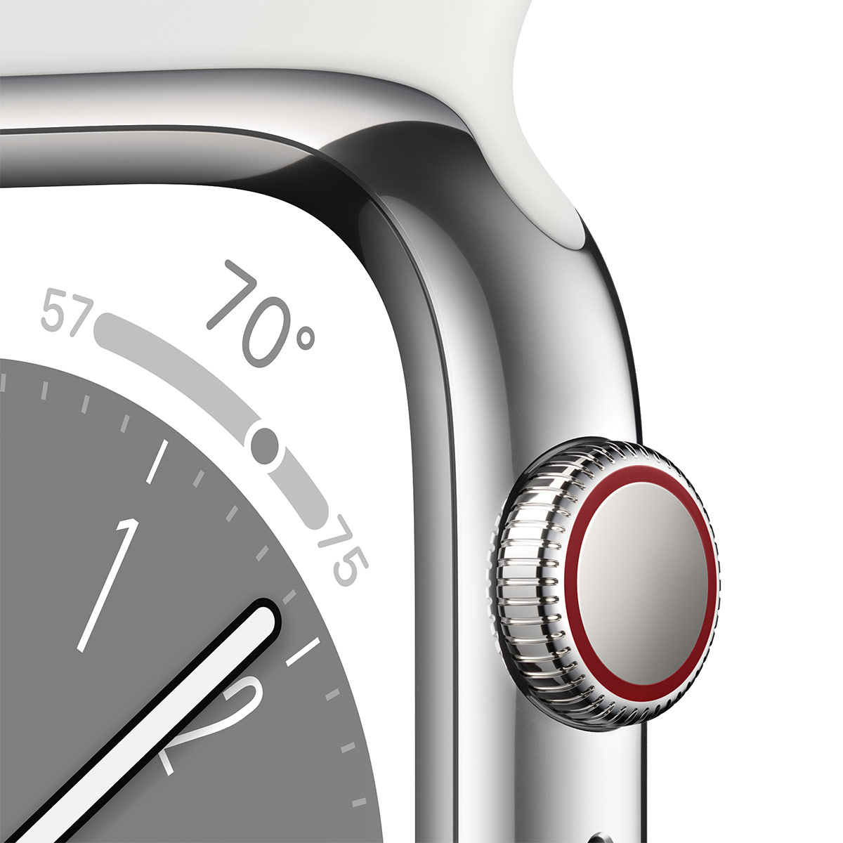 Apple - Reloj Smartwatch Apple Watch Series 8 GPS LTE 41mm Acero Inoxidable Plata con Correa Deportiva Blanca