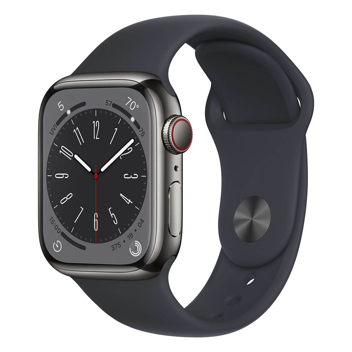Apple - Reloj Smartwatch Apple Watch Series 8 GPS LTE 41mm Acero Inoxidable Graphite con Correa Deportiva Midnight
