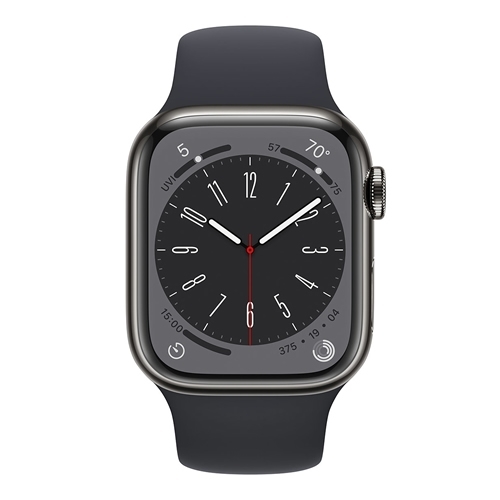 Apple - Reloj Smartwatch Apple Watch Series 8 GPS LTE 41mm Acero Inoxidable Graphite con Correa Deportiva Midnight