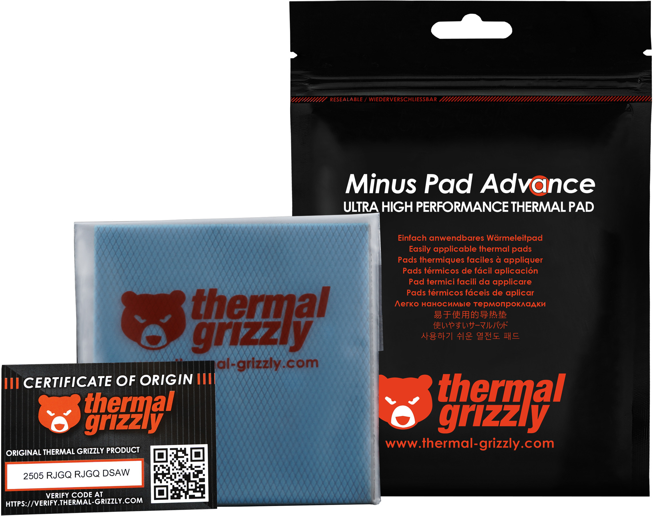 Thermal Grizzly - Thermal Pad Thermal Grizzly Minus Pad Advance 100x100x1.0 mm(Pack 2)