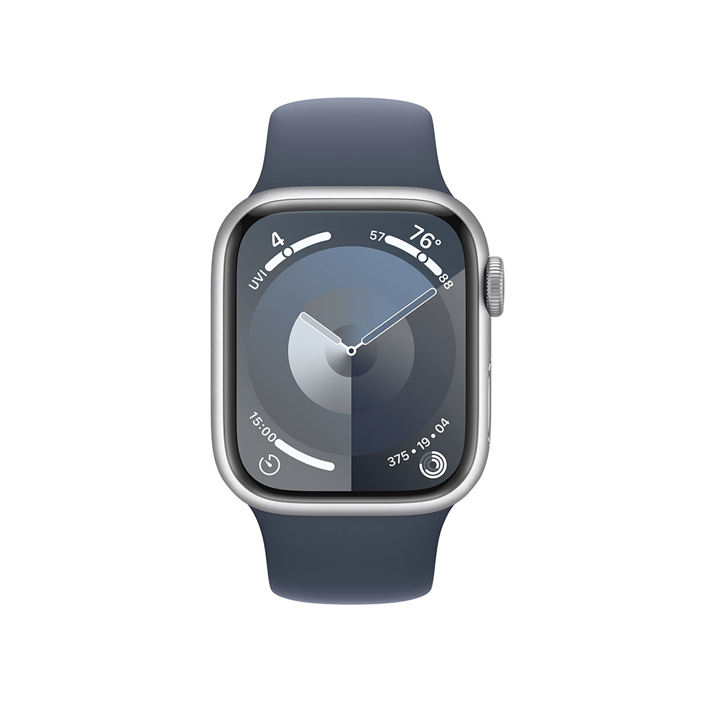 Apple - Reloj Smartwatch Apple Watch Series 9 GPS 41mm Silver Aluminium Case con Storm Blue Sport Band  (S/M)