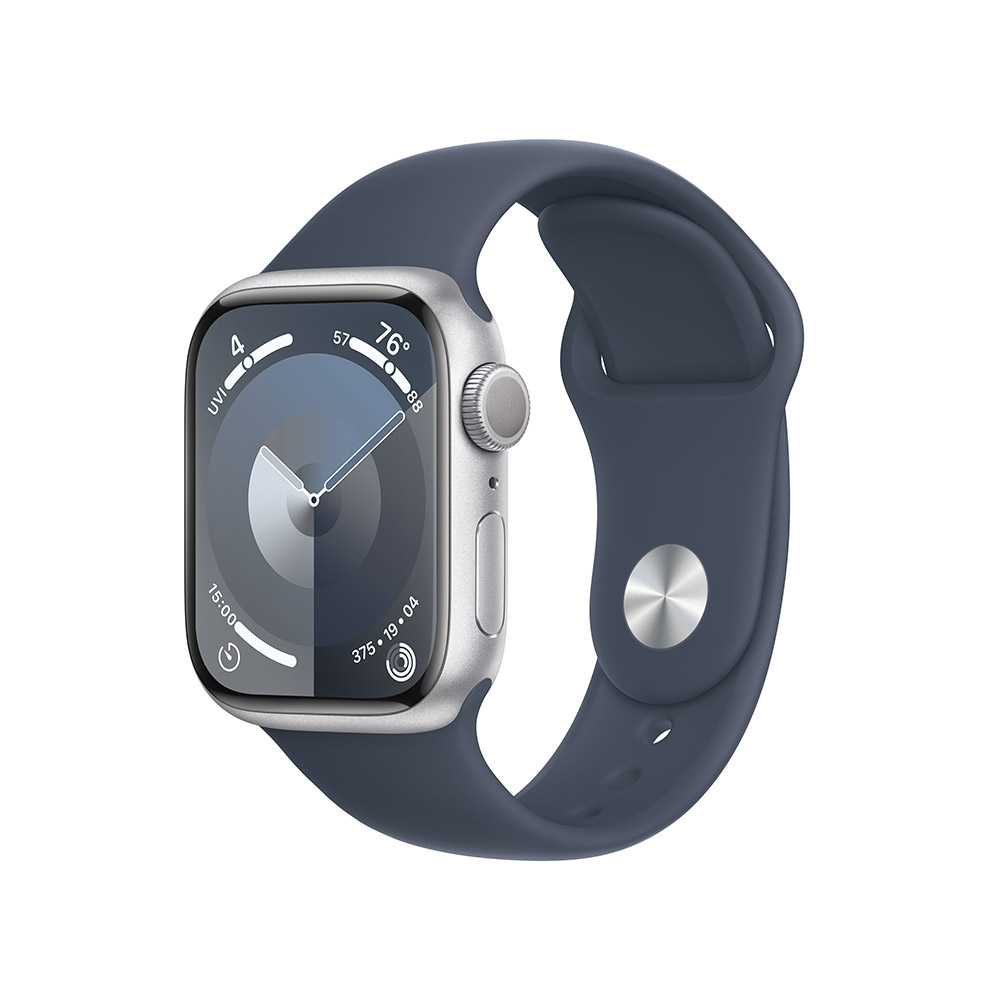 Apple - Reloj Smartwatch Apple Watch Series 9 GPS 41mm Silver Aluminium Case con Storm Blue Sport Band  (M/L)