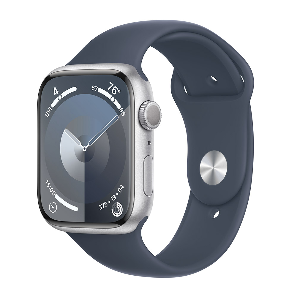 Reloj Smartwatch Apple Watch Series 9 GPS 45mm Silver Aluminium Case con Storm Blue Sport Band  (S/M)