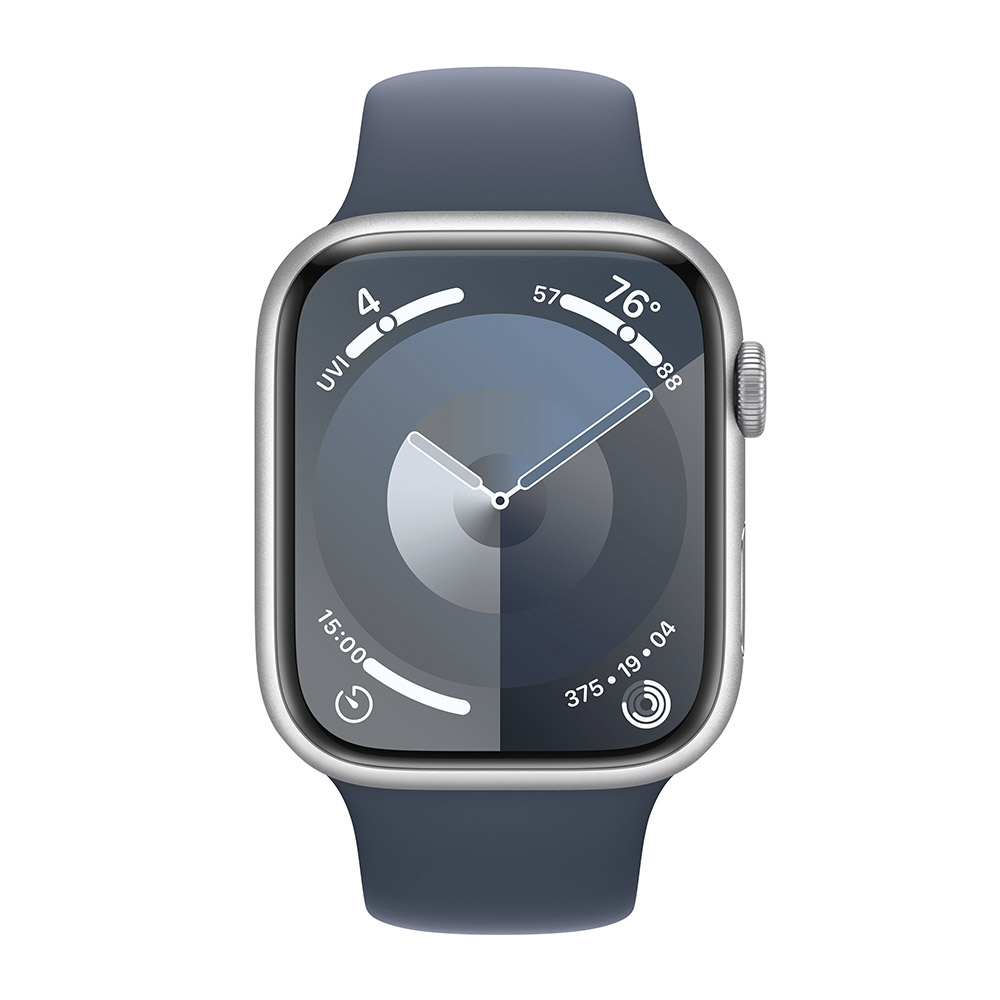 Apple - Reloj Smartwatch Apple Watch Series 9 GPS 45mm Silver Aluminium Case con Storm Blue Sport Band  (S/M)