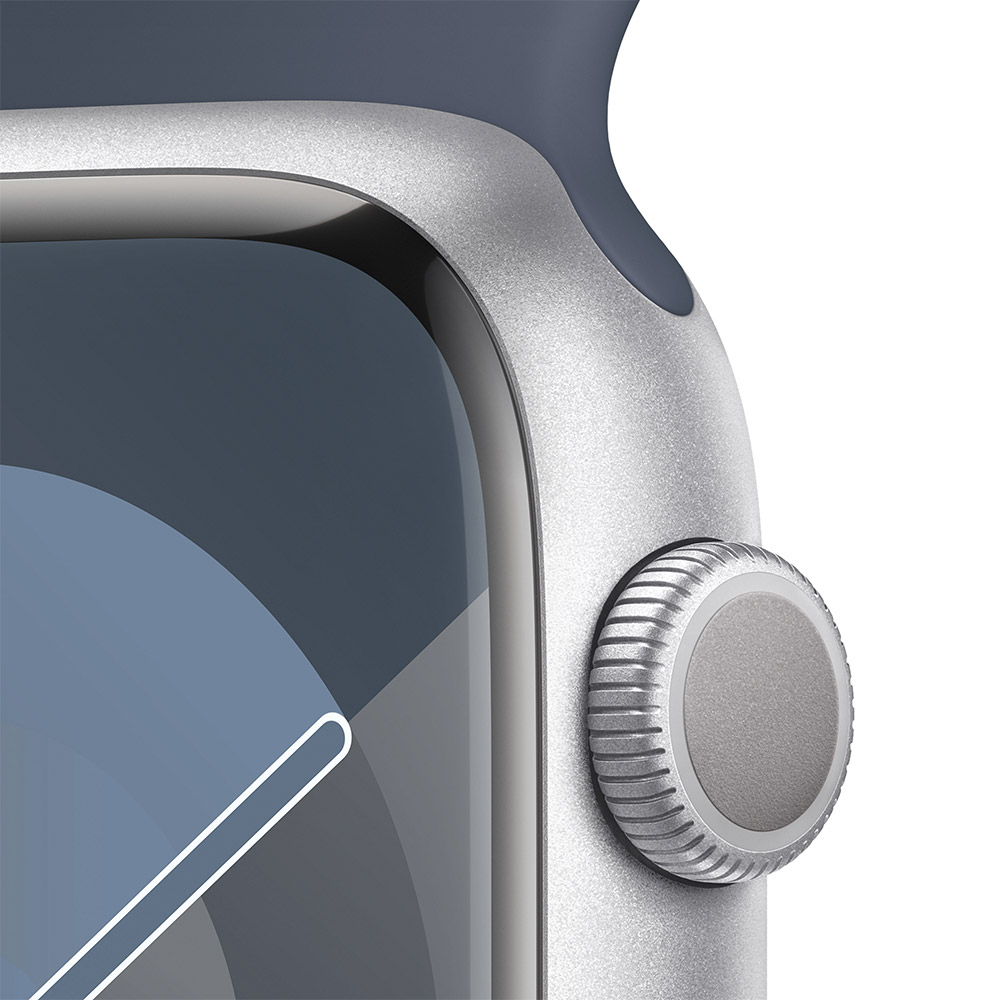 Apple - Reloj Smartwatch Apple Watch Series 9 GPS 45mm Silver Aluminium Case con Storm Blue Sport Band  (S/M)