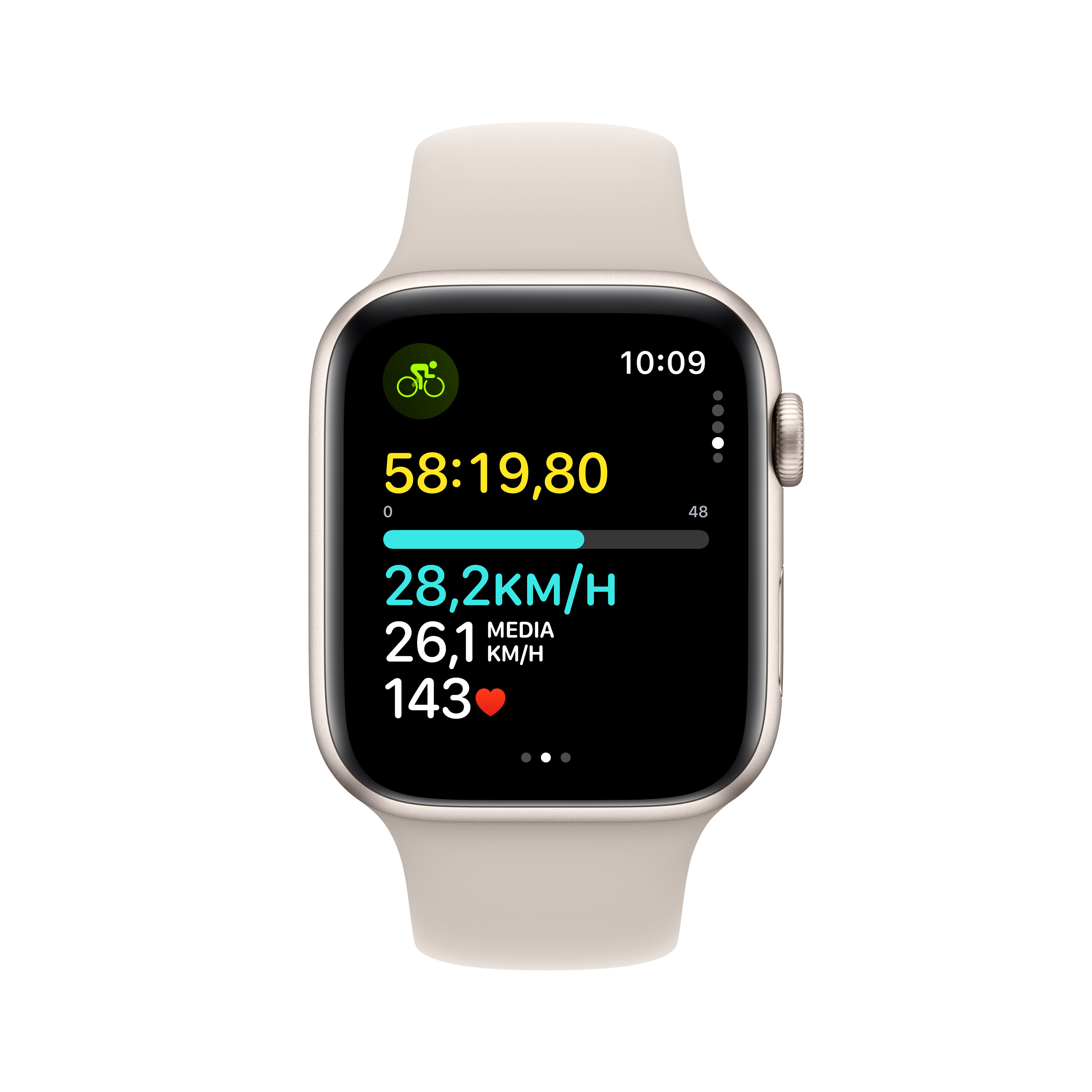 Apple - Reloj Smartwatch Apple Watch SE GPS 44mm Starlight Aluminium Case con Starlight Sport Band  (M/L)
