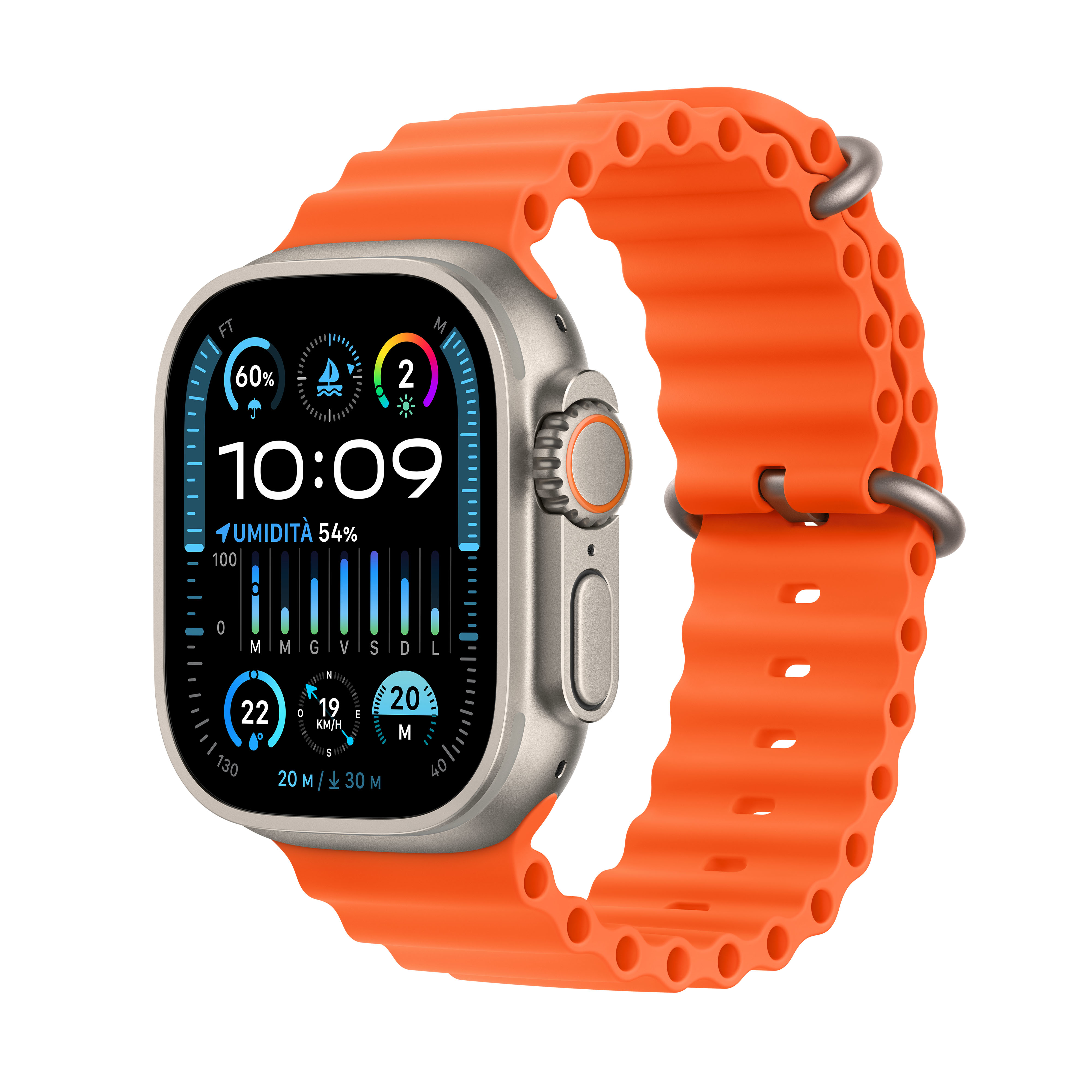 Apple - Reloj Smartwatch Apple Watch Ultra 2 GPS + Cellular, 49mm Titanium Case con Orange Ocean Band