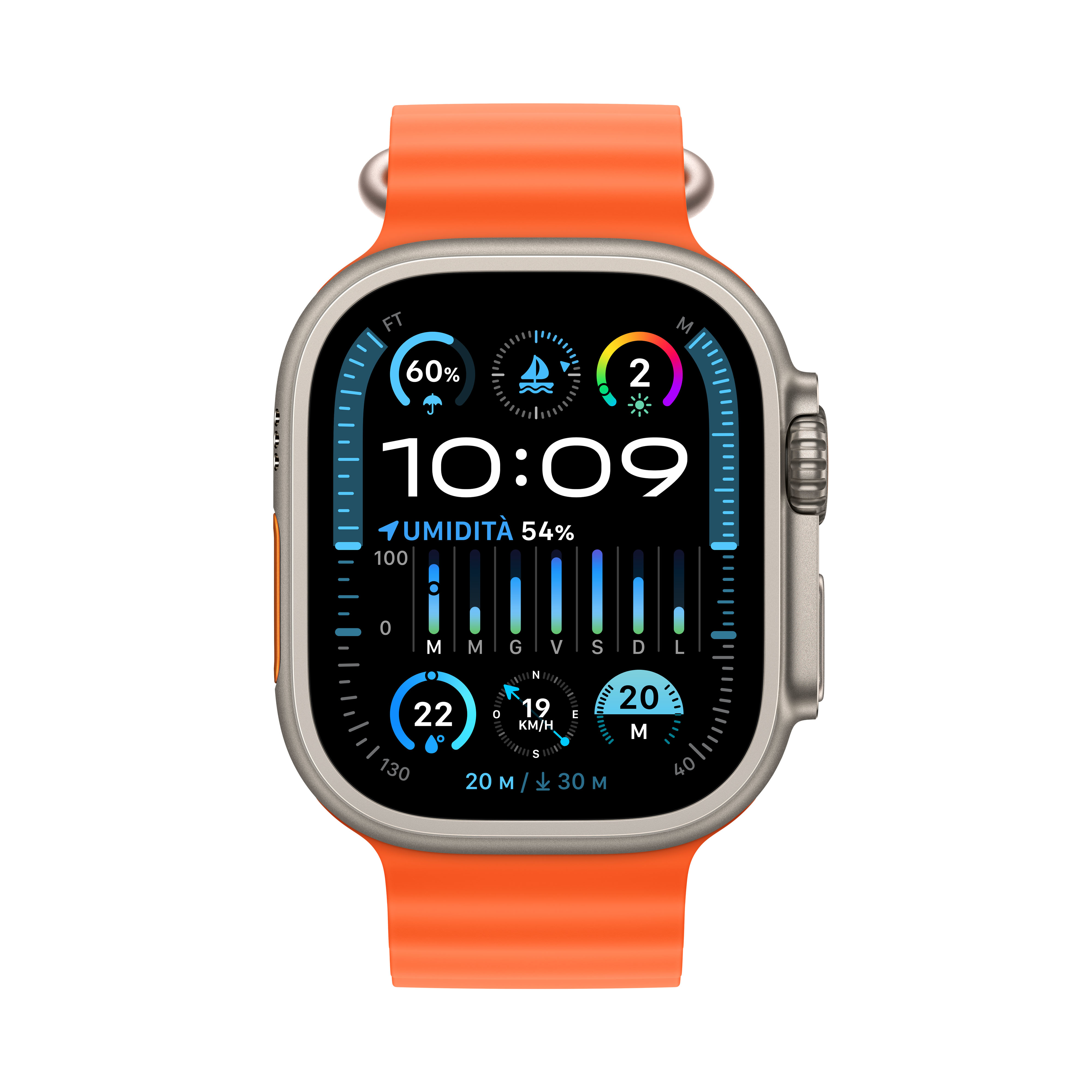 Apple - Reloj Smartwatch Apple Watch Ultra 2 GPS + Cellular, 49mm Titanium Case con Orange Ocean Band