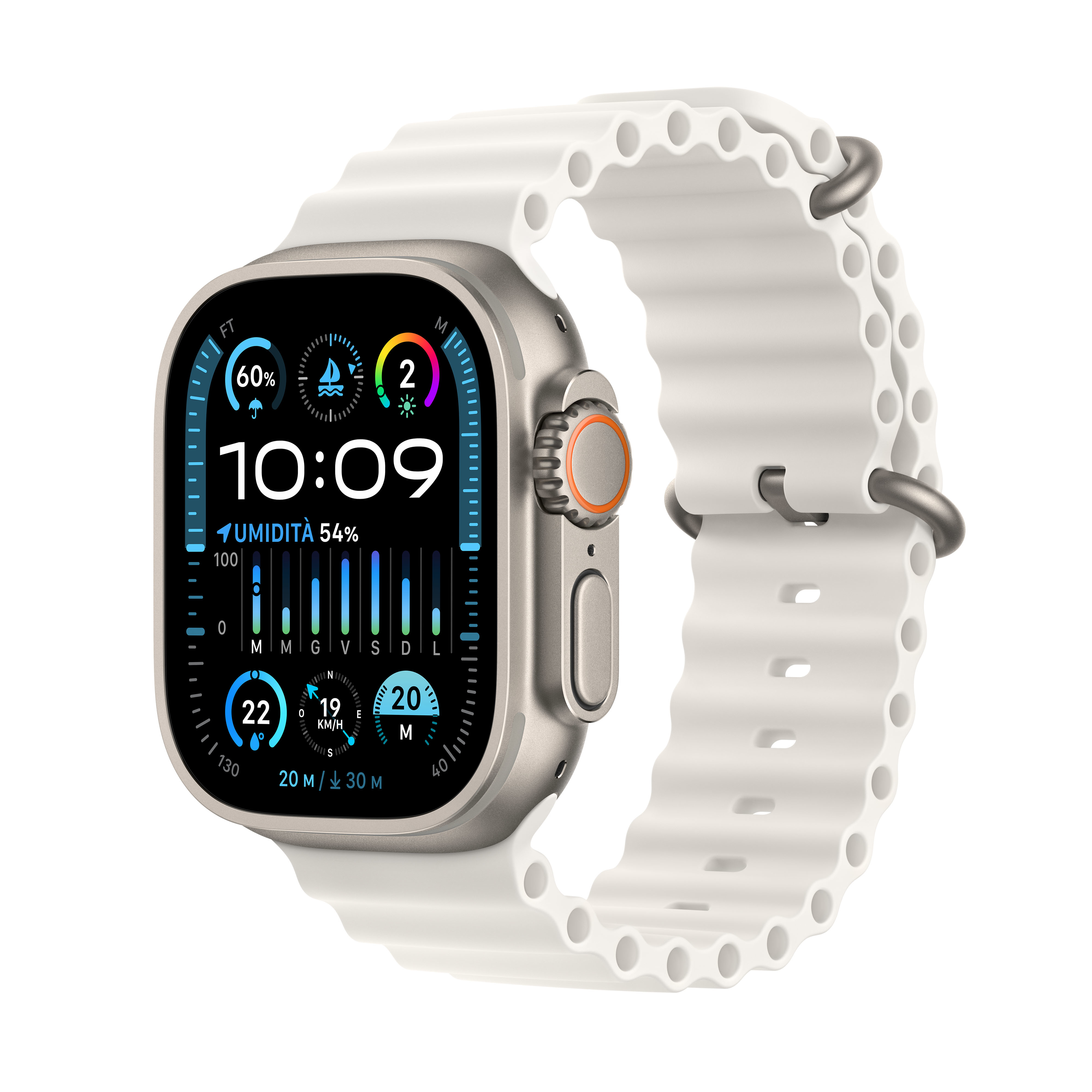 Reloj Smartwatch Apple Watch Ultra 2 GPS + Cellular, 49mm Titanium Case con White Ocean Band