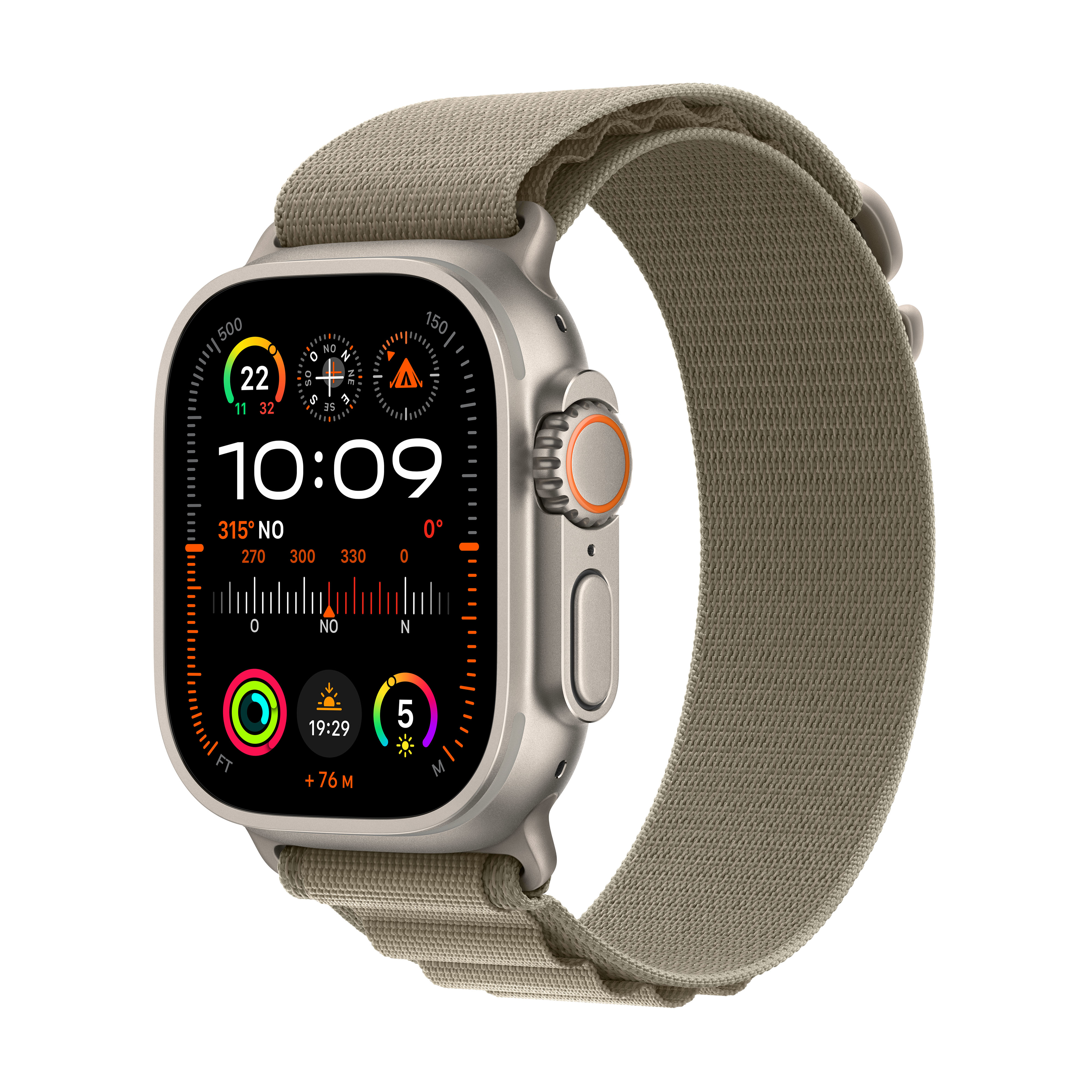 Reloj Smartwatch Apple Watch Ultra 2 GPS + Cellular, 49mm Titanium Case con Olive Alpine Loop Small