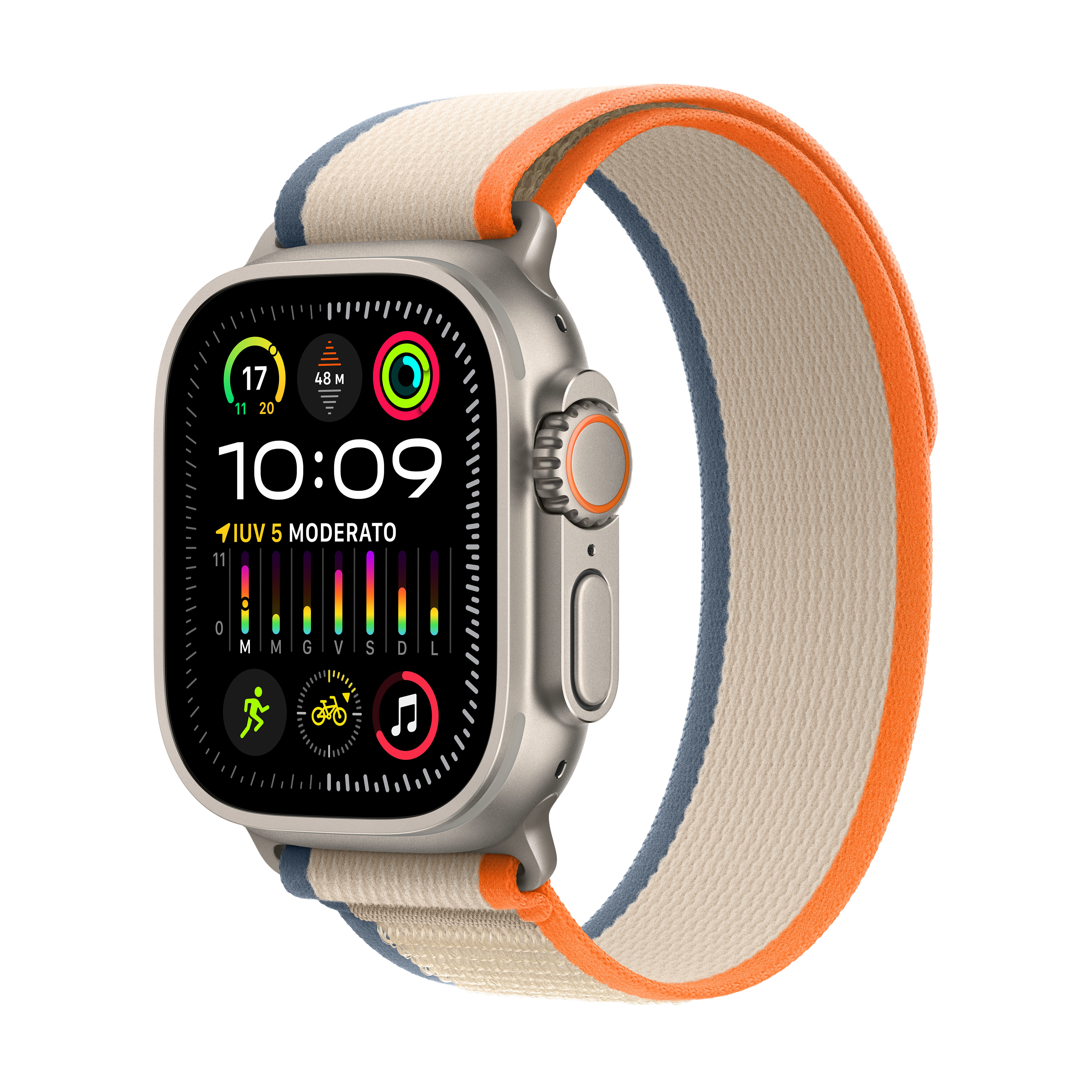 Apple - Reloj Smartwatch Apple Watch Ultra 2 GPS + Cellular, 49mm Titanium Case con Orange/Beige Trail Loop  (S/M)