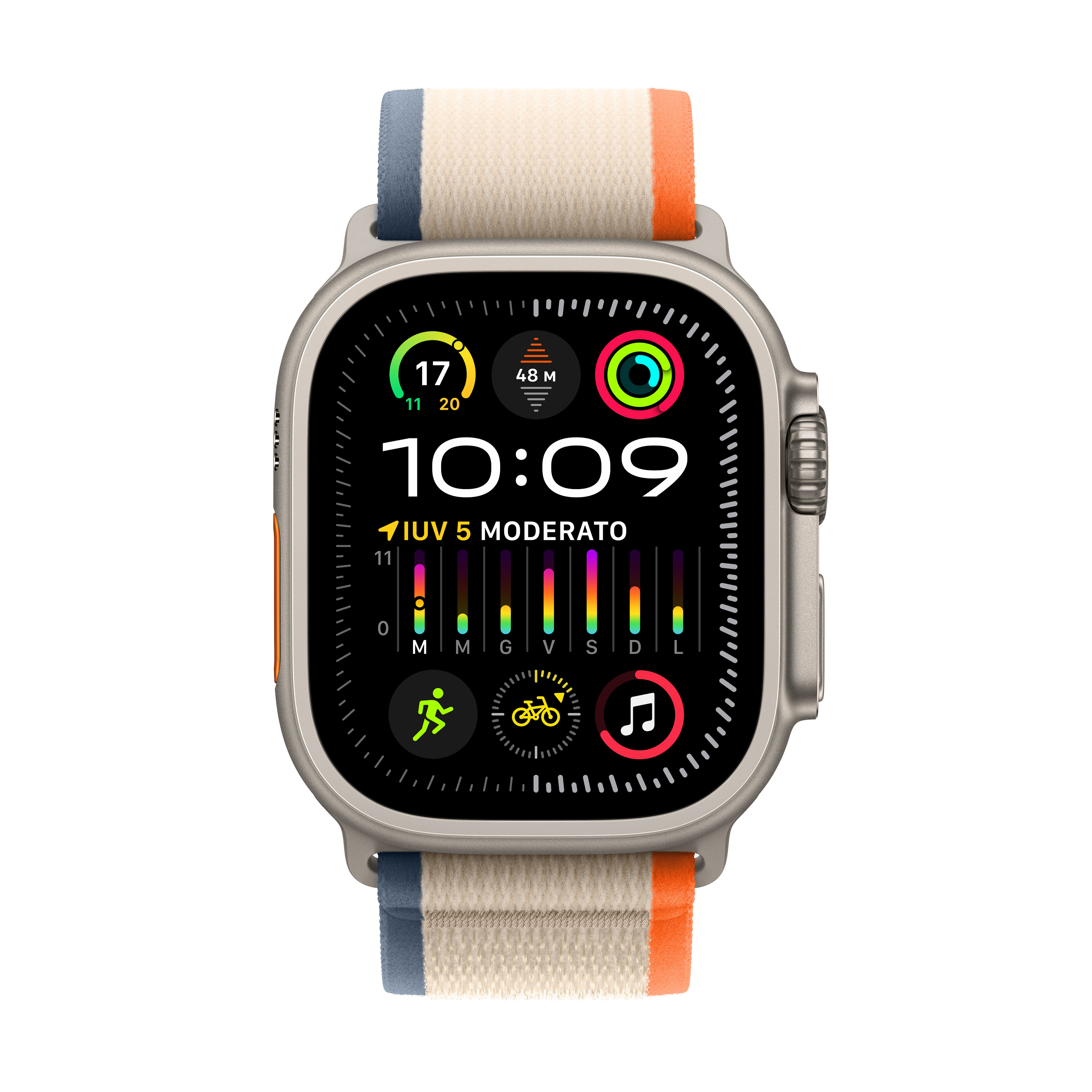 Apple - Reloj Smartwatch Apple Watch Ultra 2 GPS + Cellular, 49mm Titanium Case con Orange/Beige Trail Loop  (M/L)