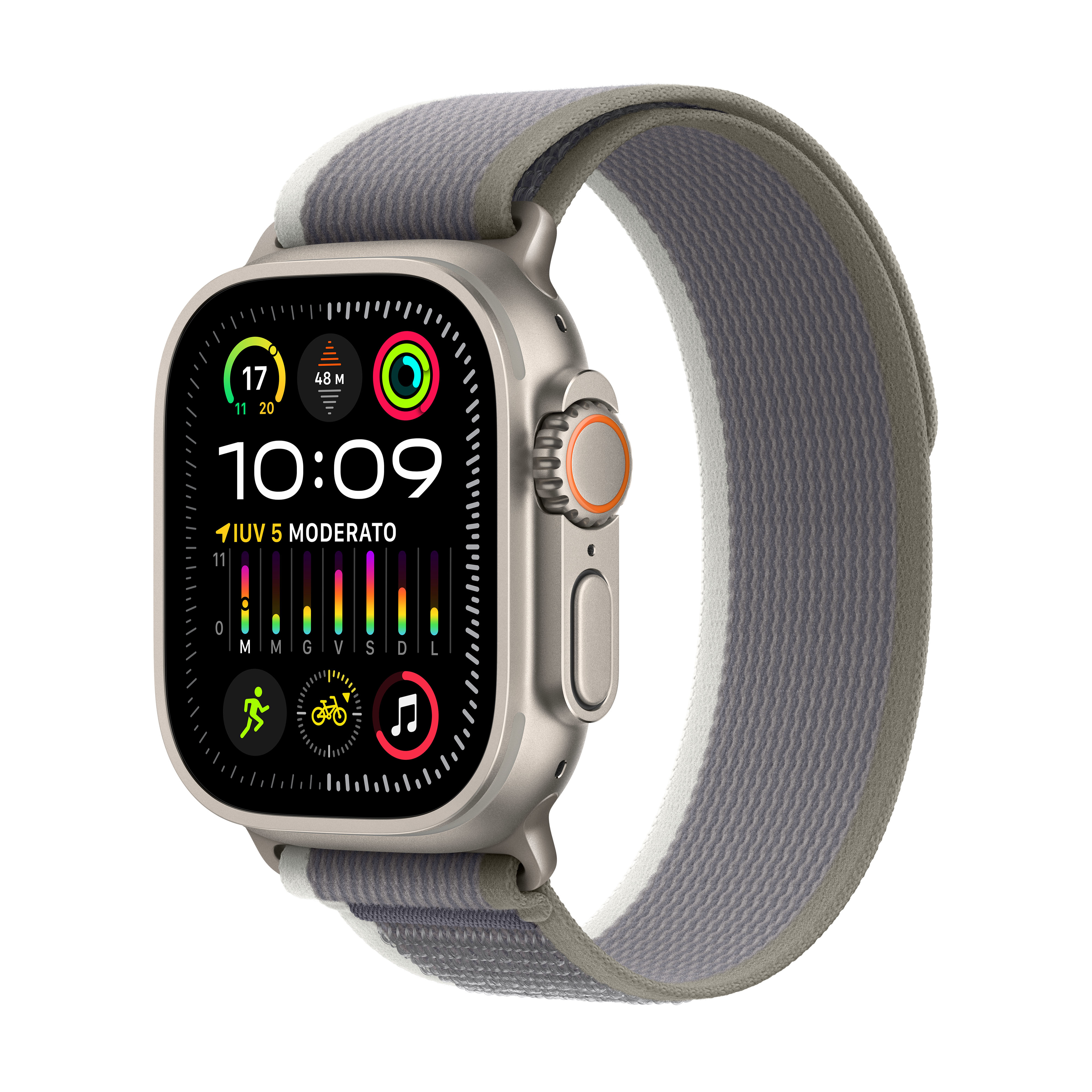 Reloj Smartwatch Apple Watch Ultra 2 GPS + Cellular, 49mm Titanium Case con Green/Grey Trail Loop  (S/M)
