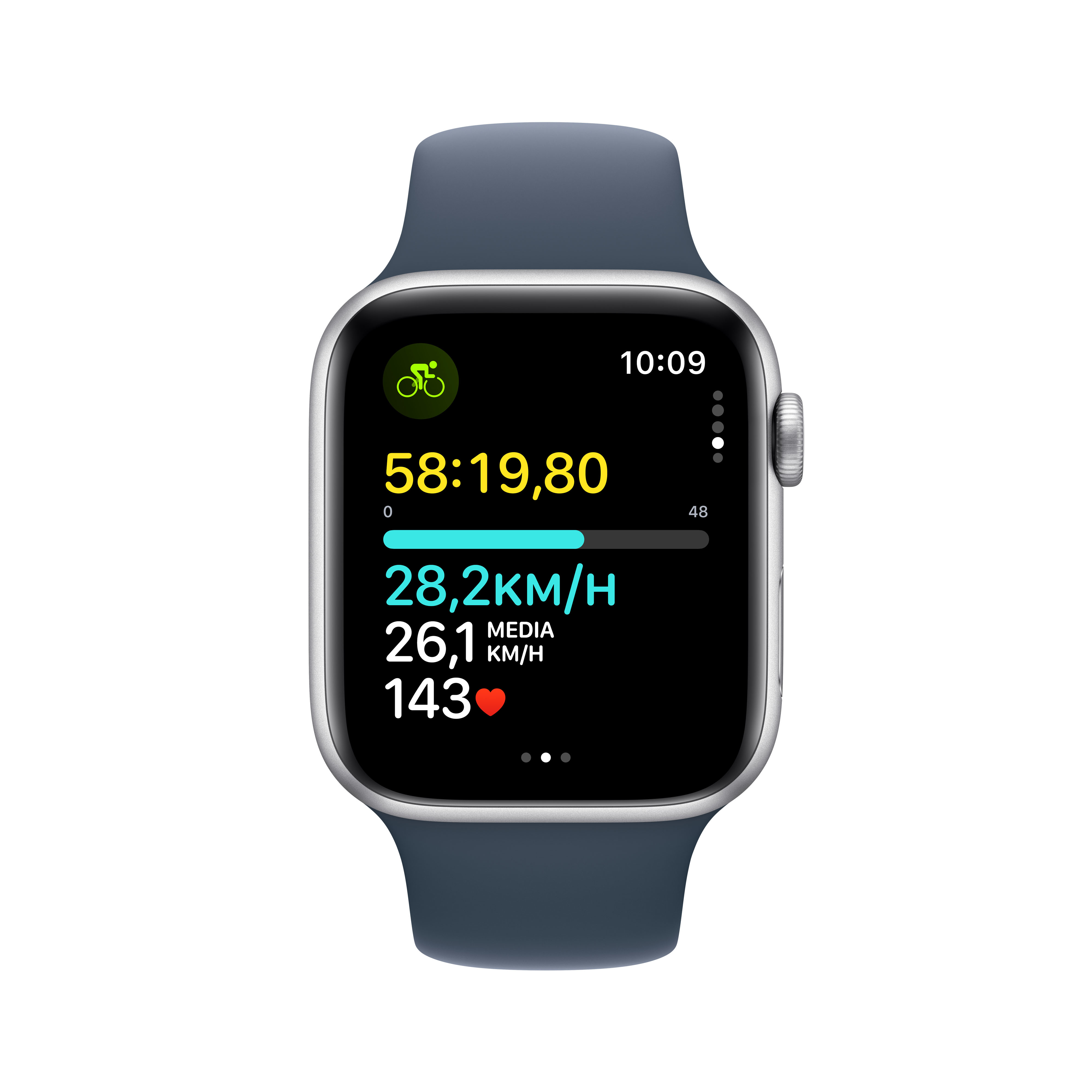 Apple - Reloj Smartwatch Apple Watch SE GPS + Cellular 44mm Silver Aluminium Case con Storm Blue Sport Band  (M/L)