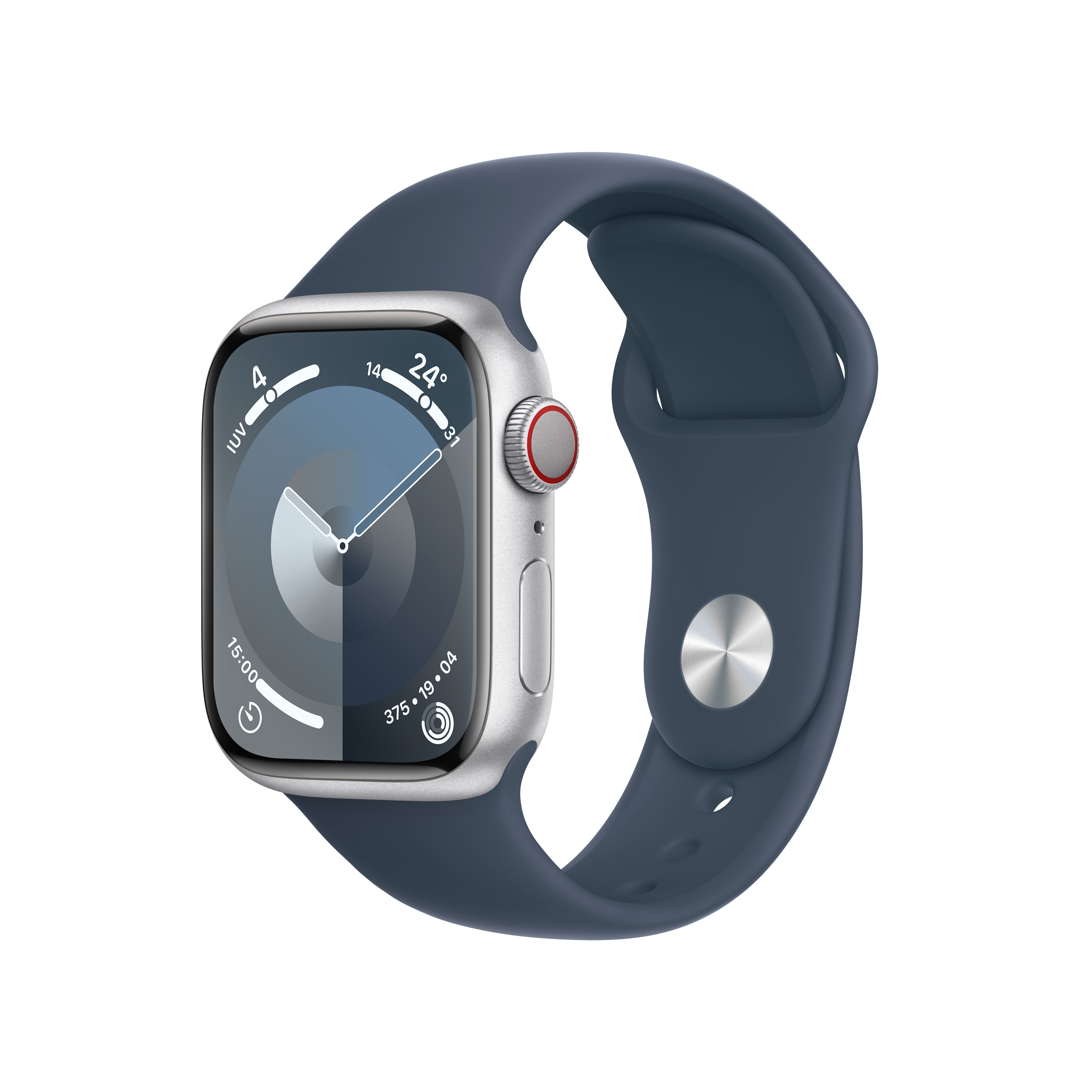 Reloj Smartwatch Apple Watch Series 9 GPS + Cellular 41mm Silver Aluminium Case con Storm Blue Sport Band  (S/M)
