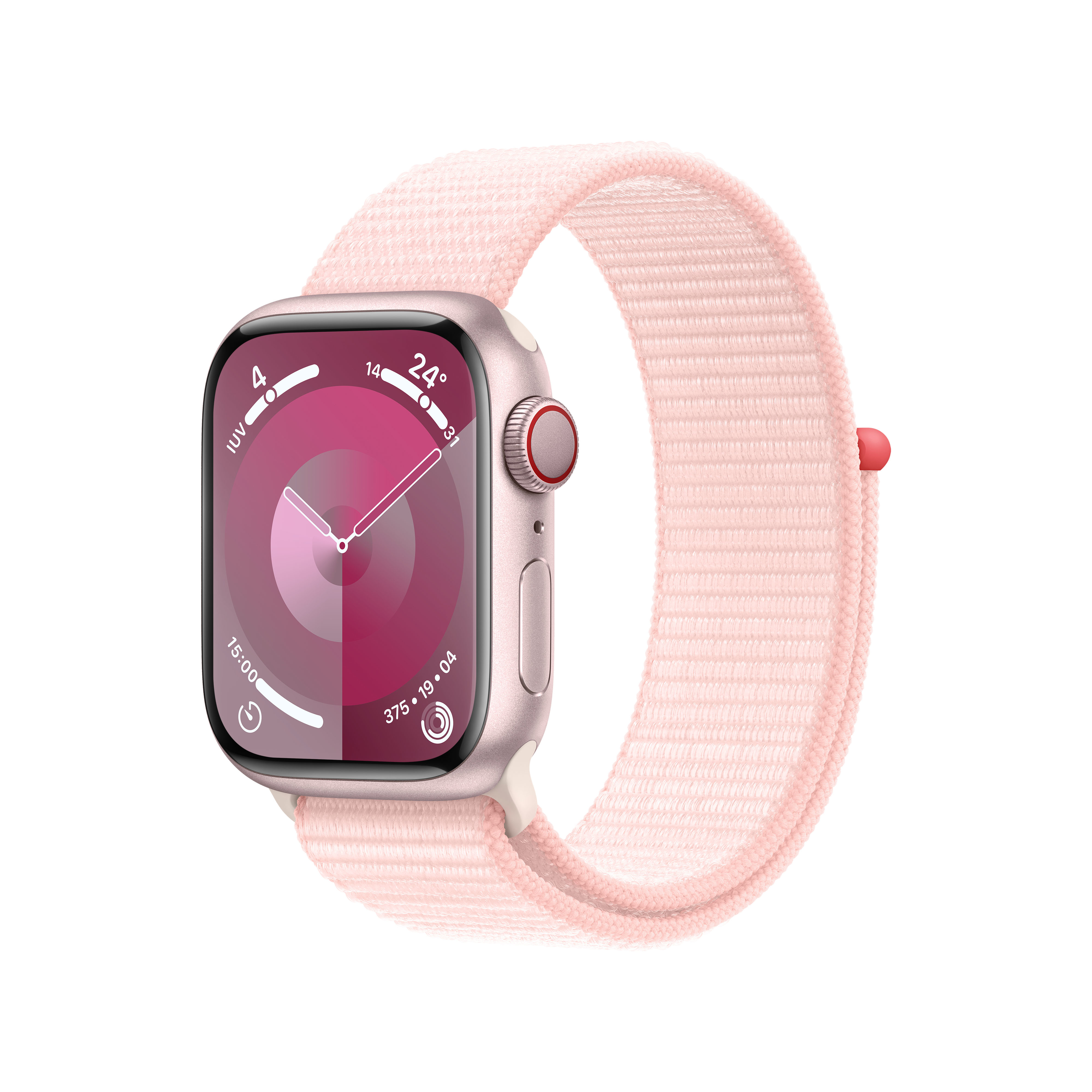 Apple - Reloj Smartwatch Apple Watch Series 9 GPS + Cellular 41mm Pink Aluminium Case con Light Pink Sport Loop
