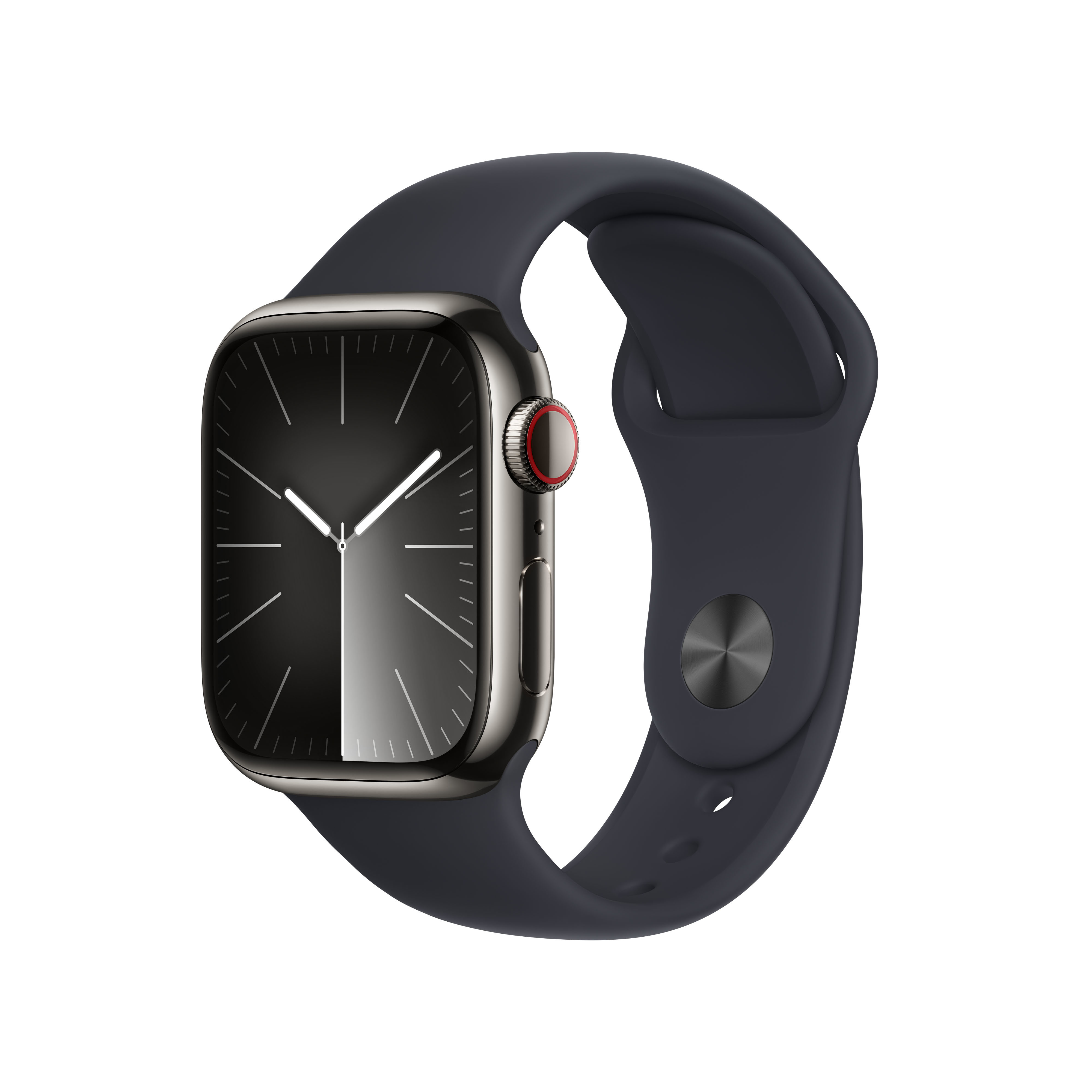Apple - Reloj Smartwatch Apple Watch Series 9 GPS + Cellular 41mm Graphite Stainless Steel Case con Midnight Sport Band  (M/L)