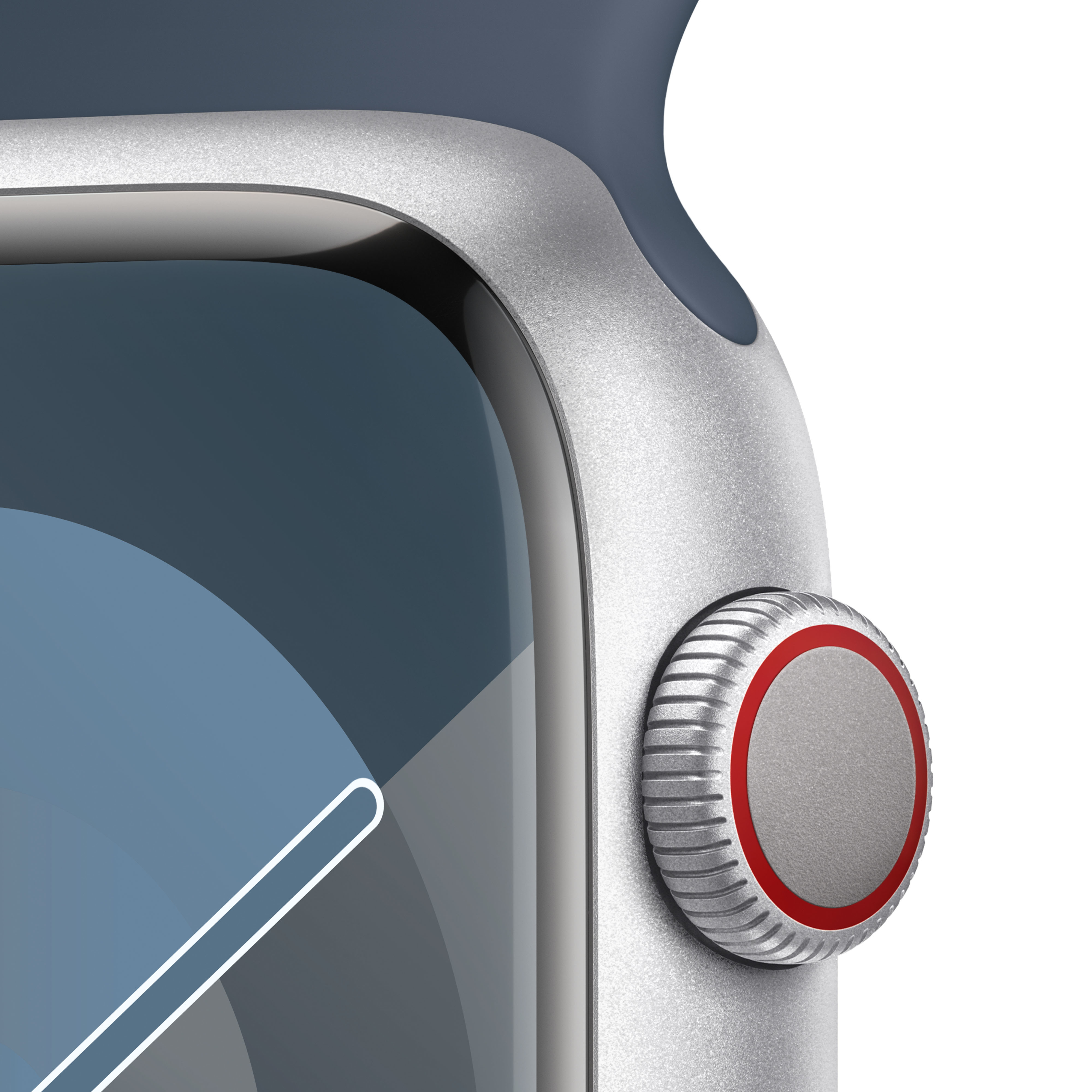 Apple - Reloj Smartwatch Apple Watch Series 9 GPS + Cellular 45mm Silver Aluminium Case con Storm Blue Sport Band  (S/M)