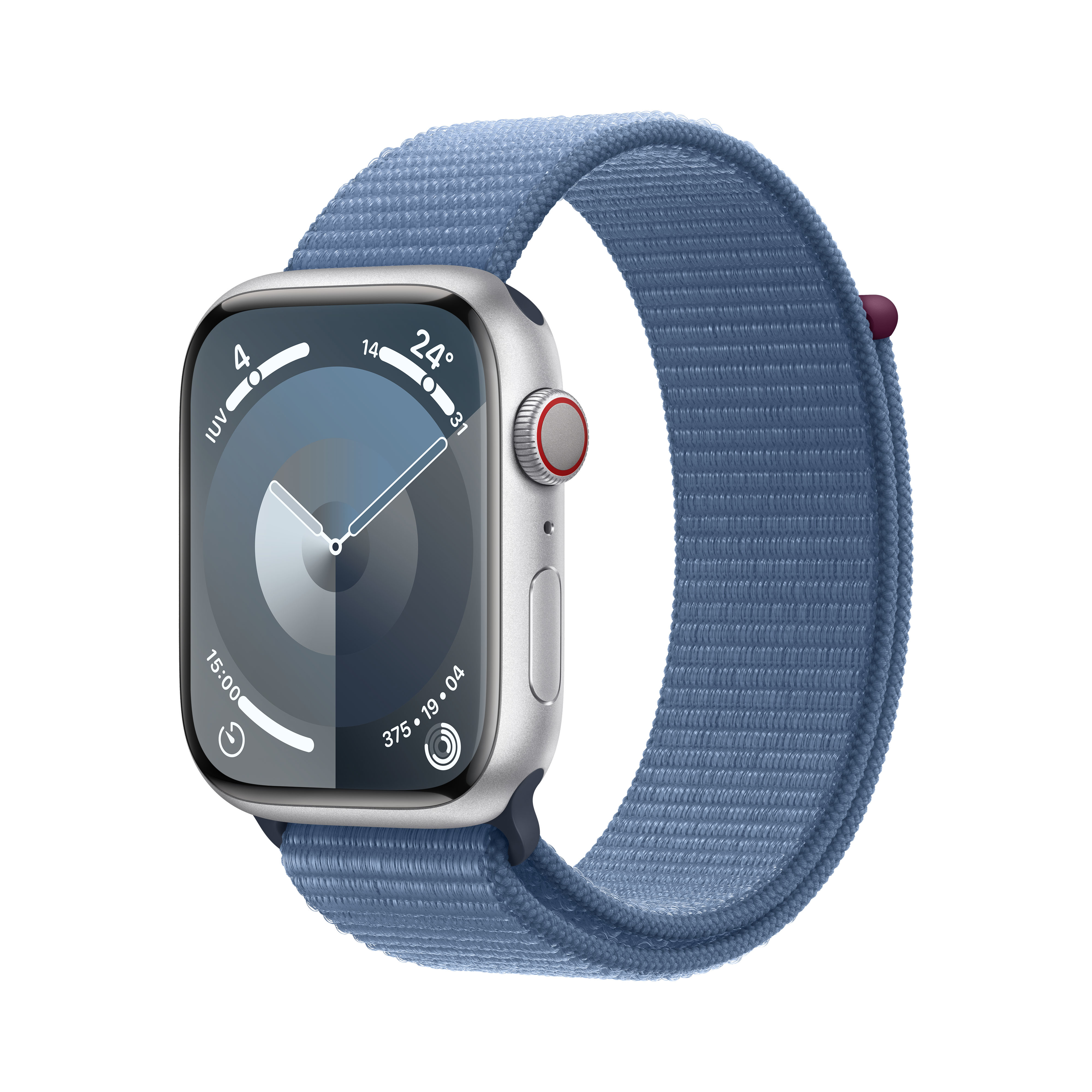 Reloj Smartwatch Apple Watch Series 9 GPS + Cellular 45mm Silver Aluminium Case con Winter Blue Sport Loop