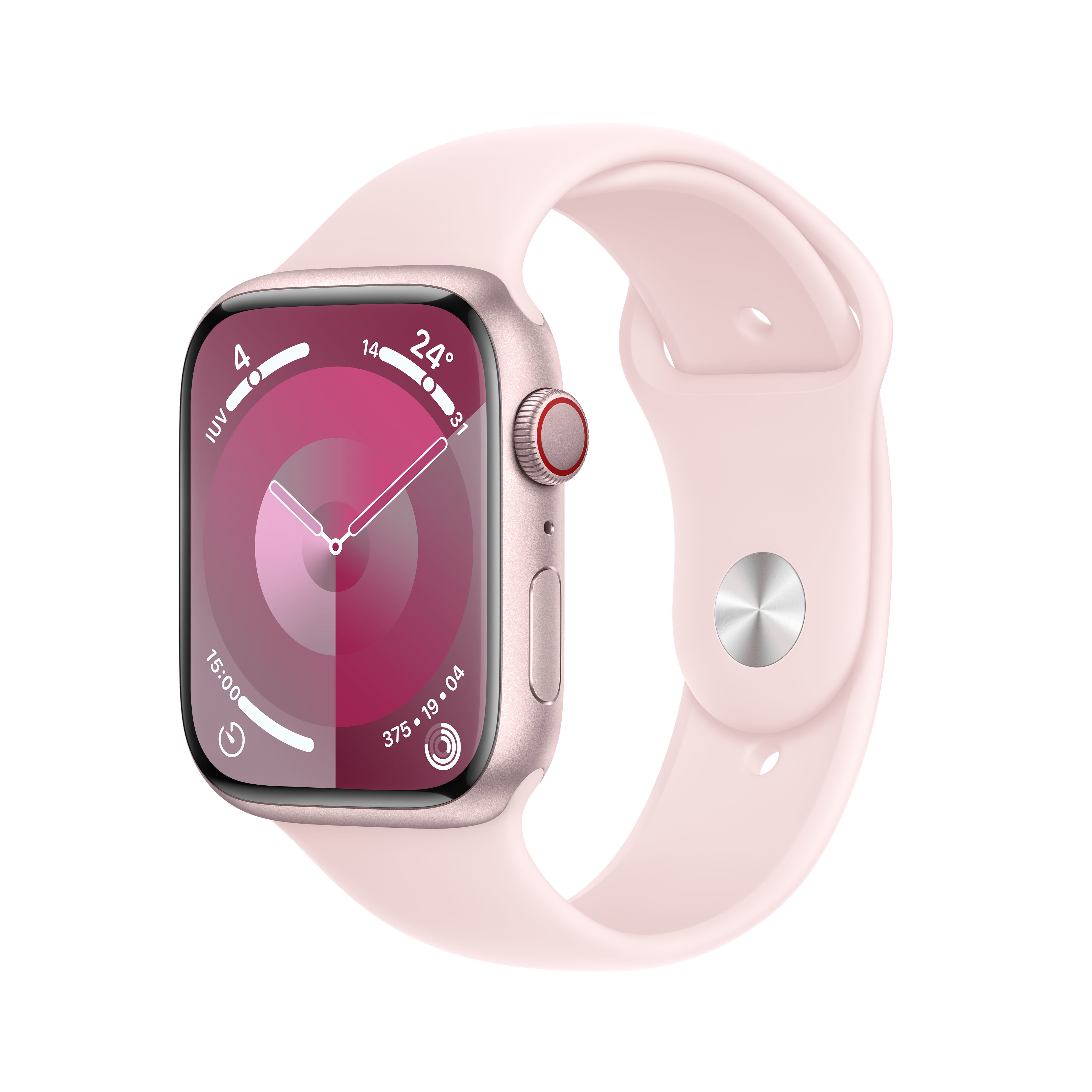 Reloj Smartwatch Apple Watch Series 9 GPS + Cellular 45mm Pink Aluminium Case con Light Pink Sport Band  (S/M)